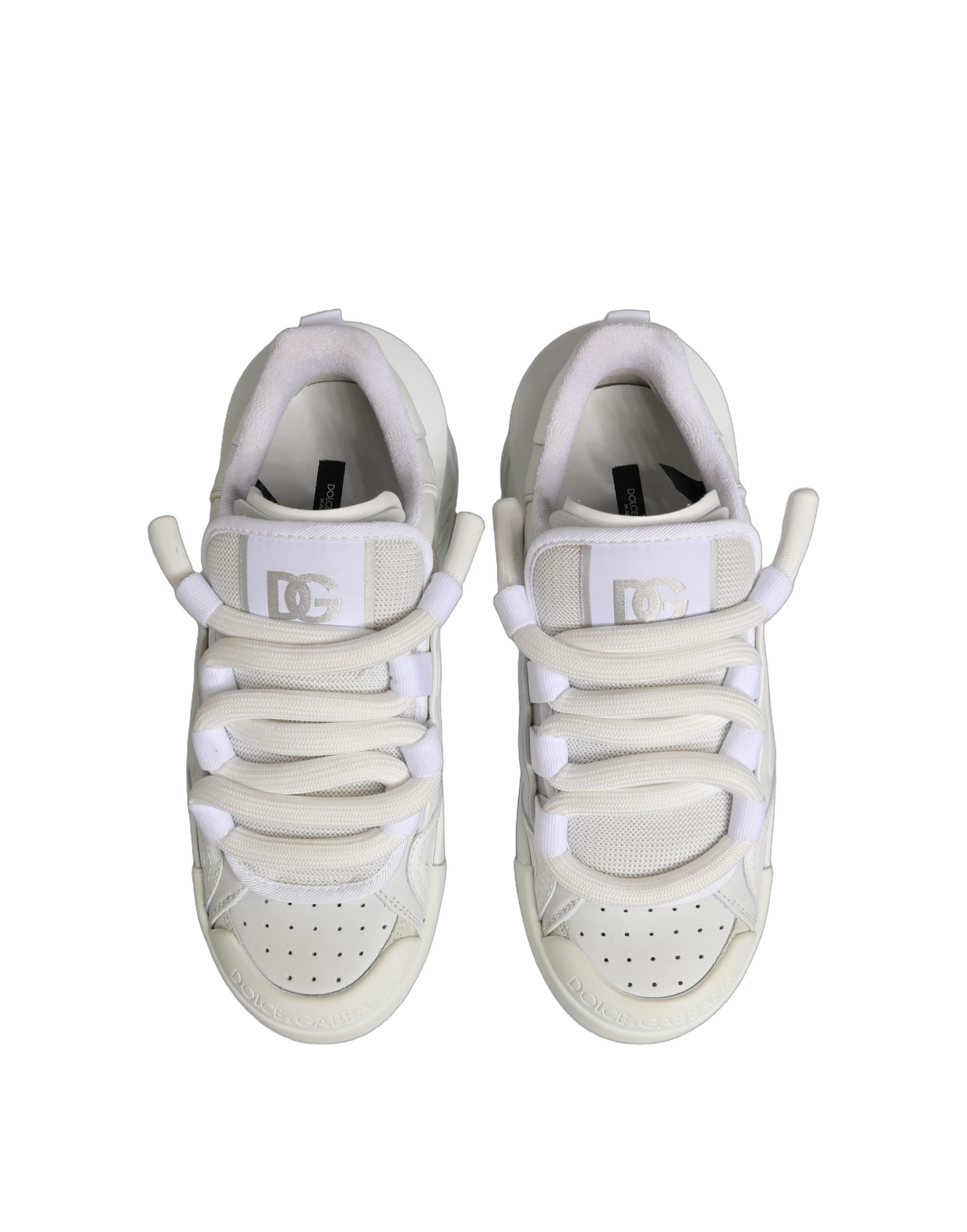 Dolce & Gabbana White Calfskin Leather Low Top Sneakers Men's Shoes (Pre-Owned)