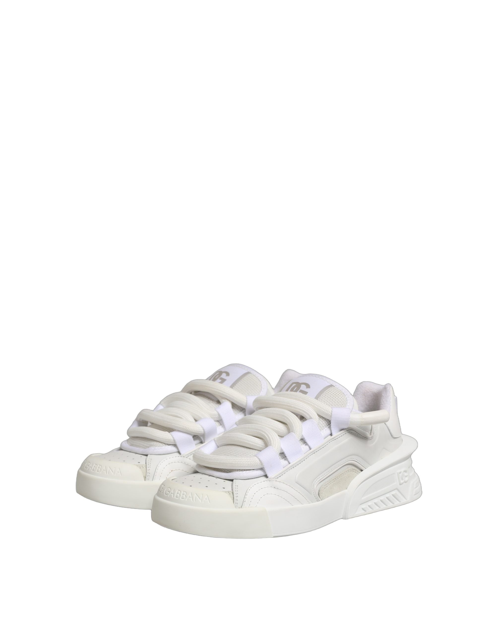 Dolce & Gabbana White Calfskin Leather Low Top Sneakers Men's Shoes (Pre-Owned)