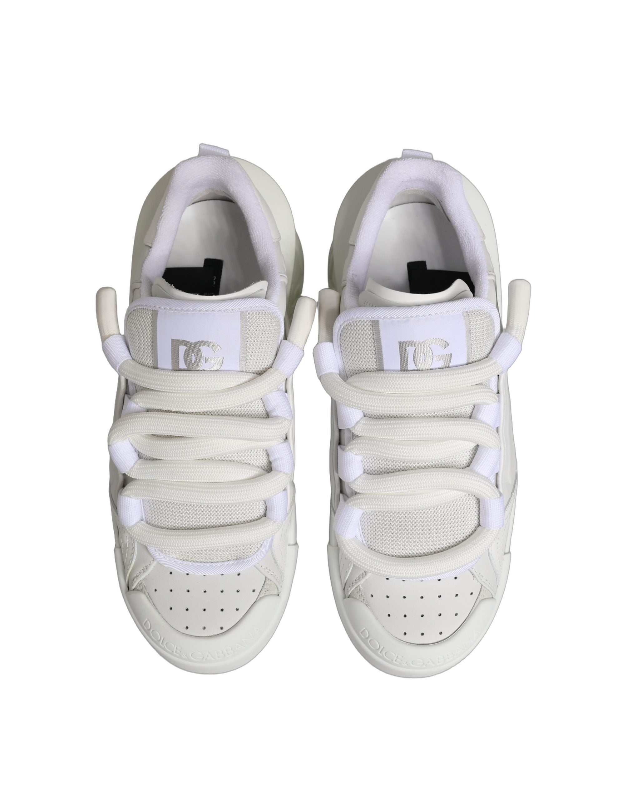 Dolce & Gabbana White Calfskin Leather Low Top Sneakers Men's Shoes (Pre-Owned)