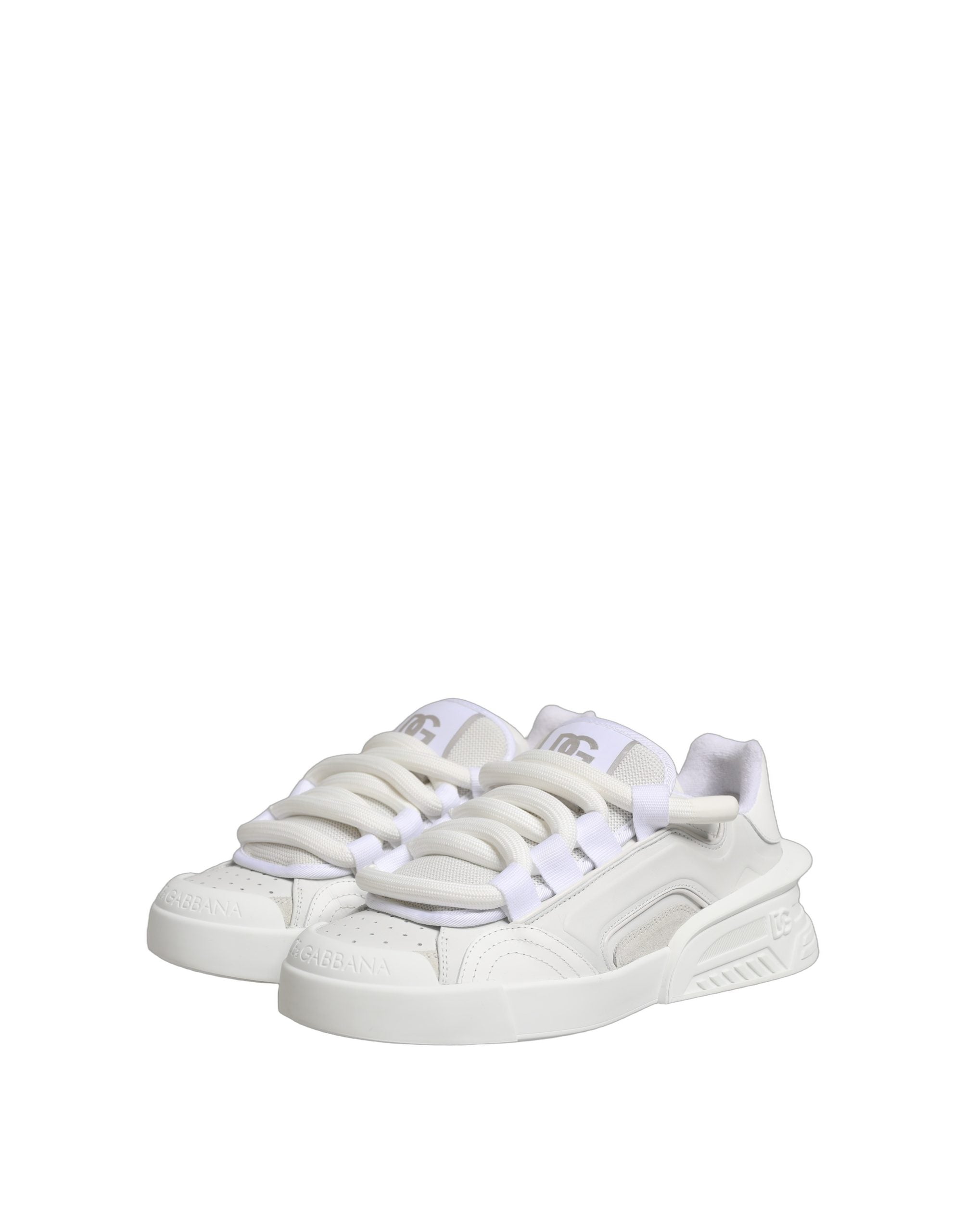 Dolce & Gabbana White Calfskin Leather Low Top Sneakers Men's Shoes (Pre-Owned)