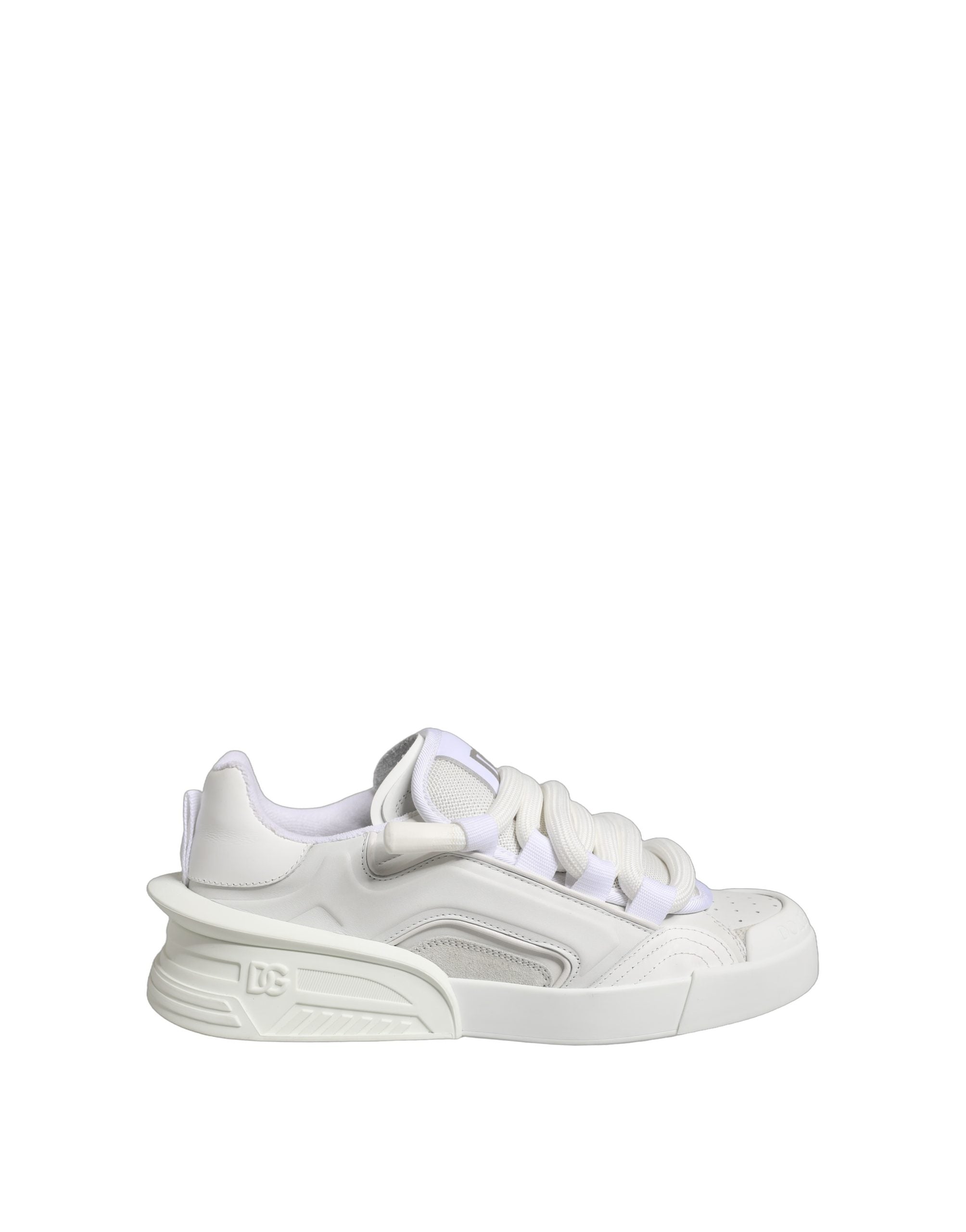 Dolce & Gabbana White Calfskin Leather Low Top Sneakers Men's Shoes (Pre-Owned)