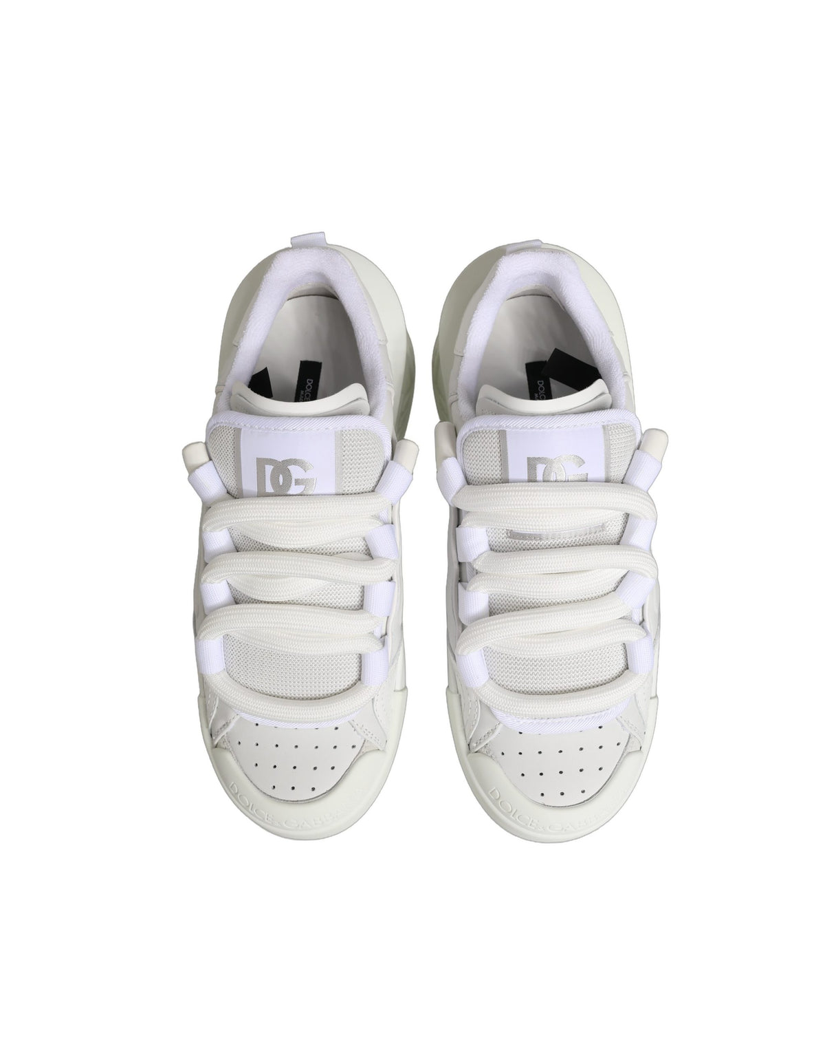 Dolce & Gabbana White Calfskin Leather Low Top Sneakers Men's Shoes (Pre-Owned)