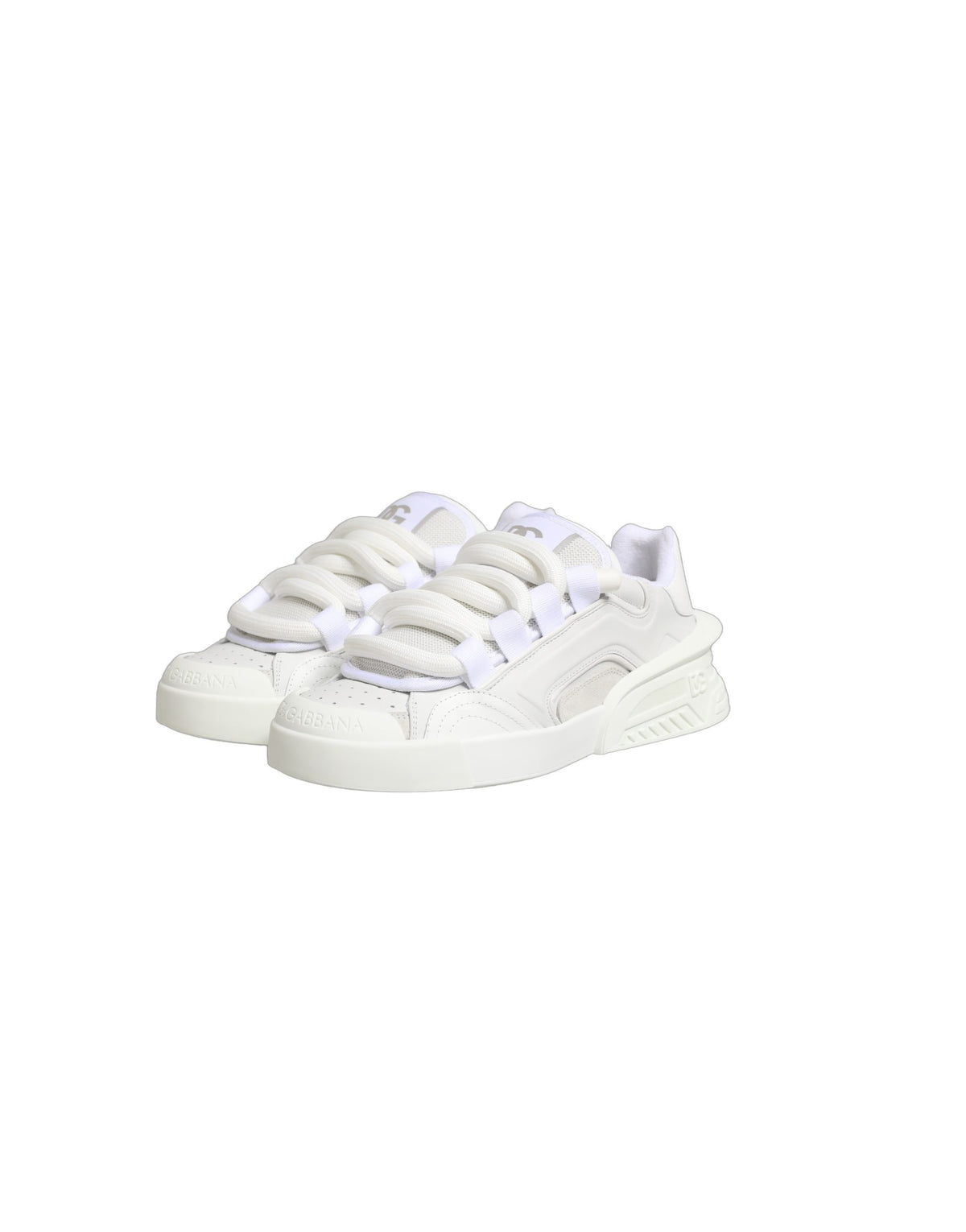 Dolce & Gabbana White Calfskin Leather Low Top Sneakers Men's Shoes (Pre-Owned)