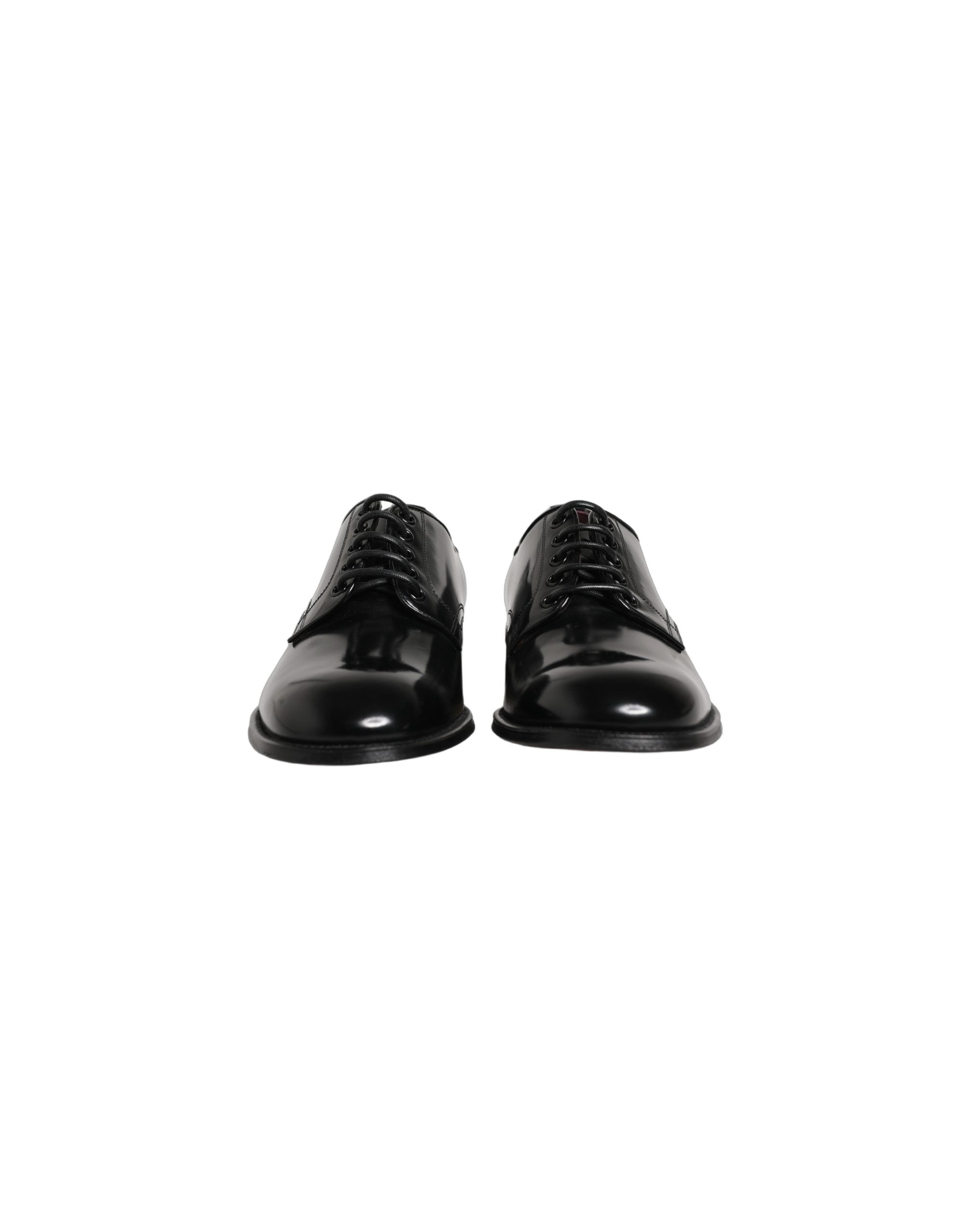 Dolce & Gabbana Black Calfskin Leather Derby Men Dress Men's Shoes