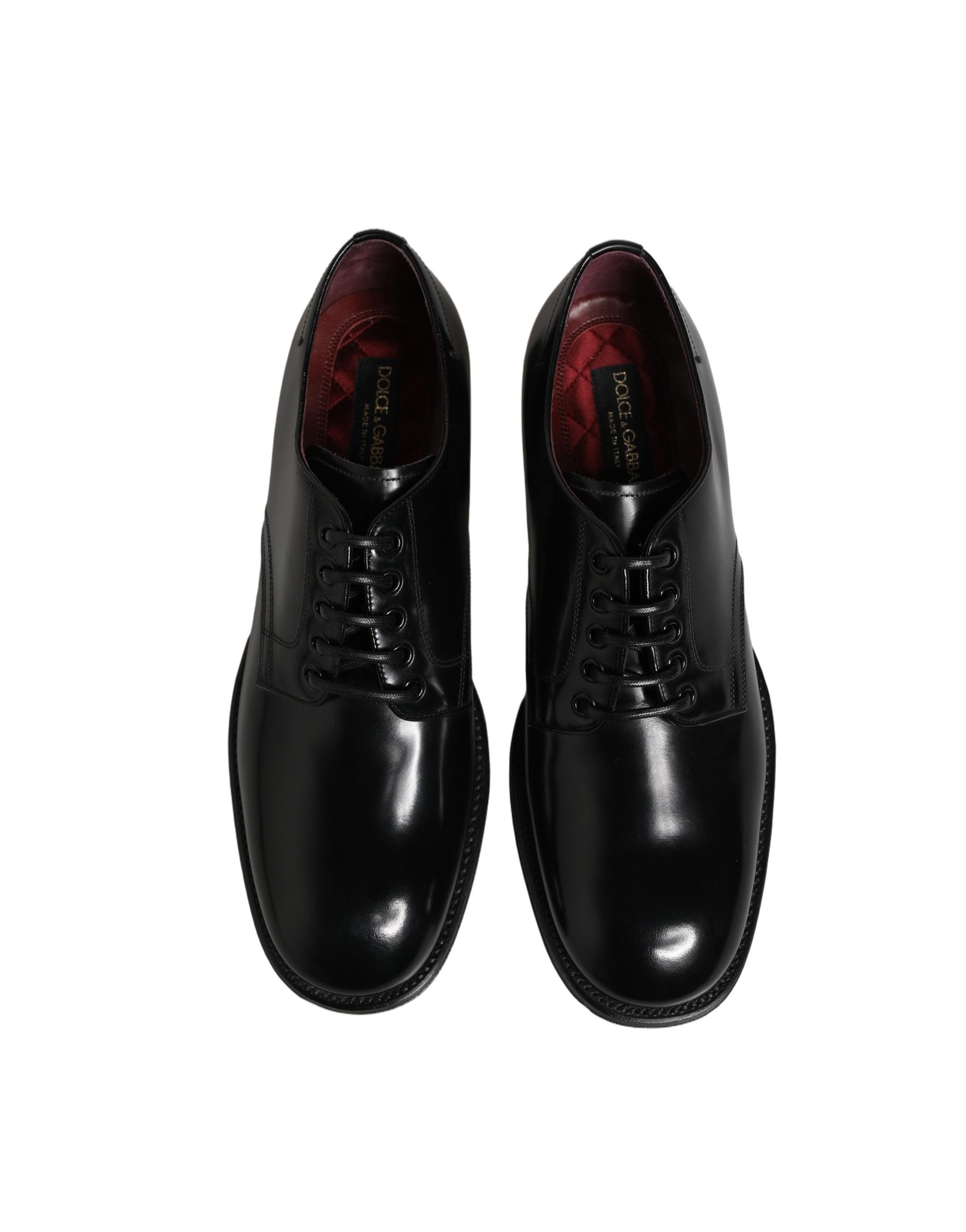 Dolce & Gabbana Black Calfskin Leather Derby Men Dress Men's Shoes