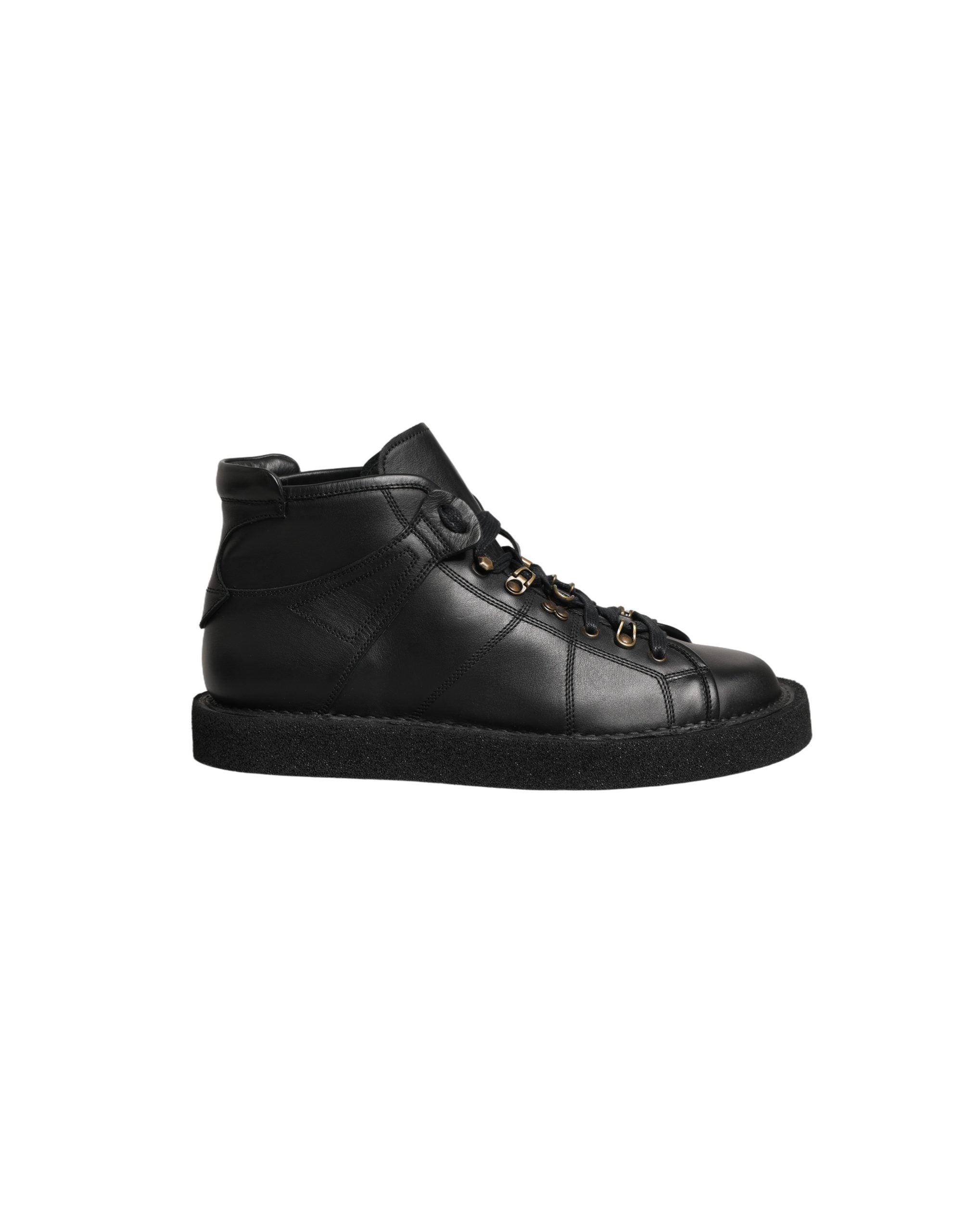 Dolce & Gabbana Black Leather Lace Up Men Ankle Boots Men's Shoes