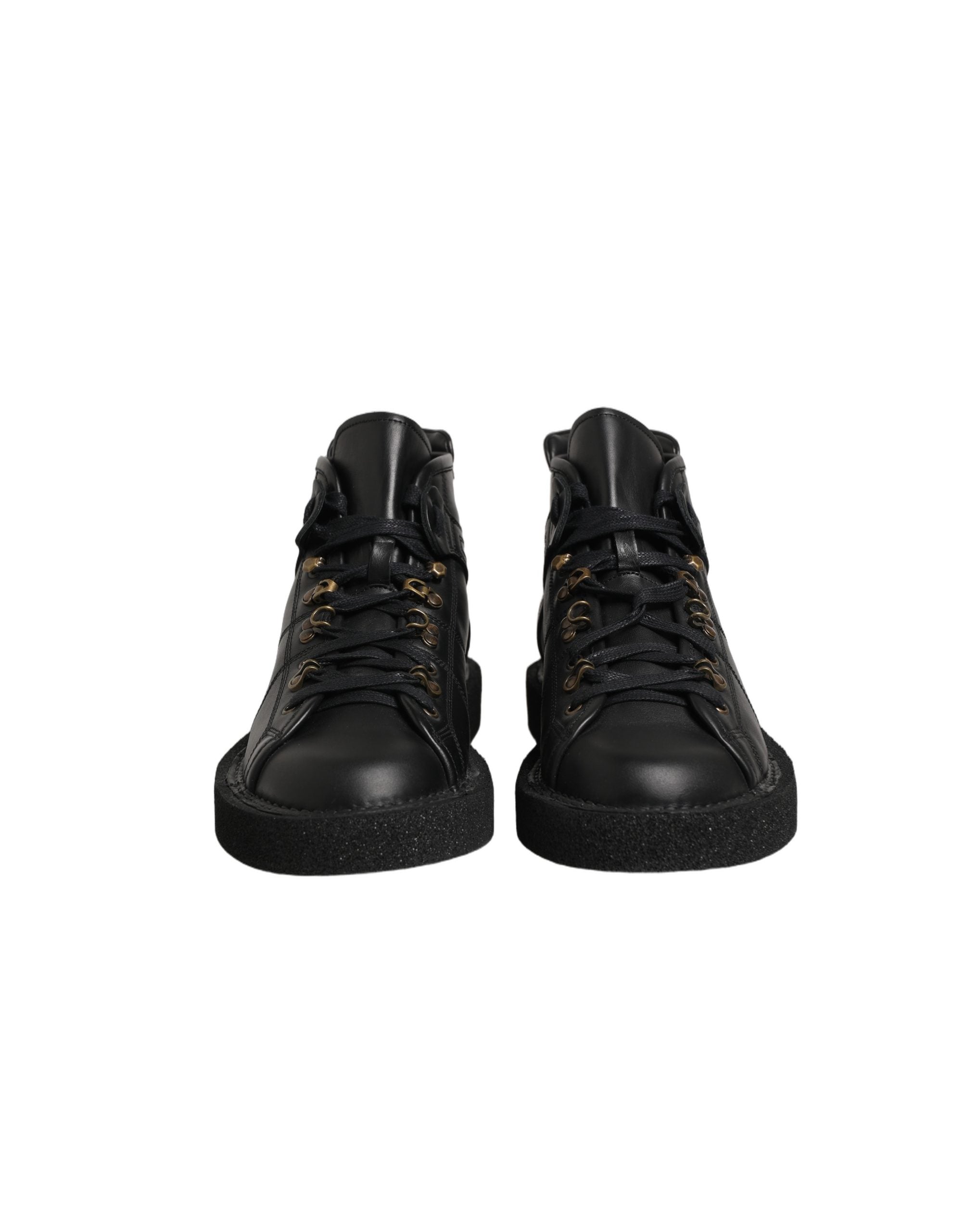 Dolce & Gabbana Black Leather Lace Up Men Ankle Boots Men's Shoes