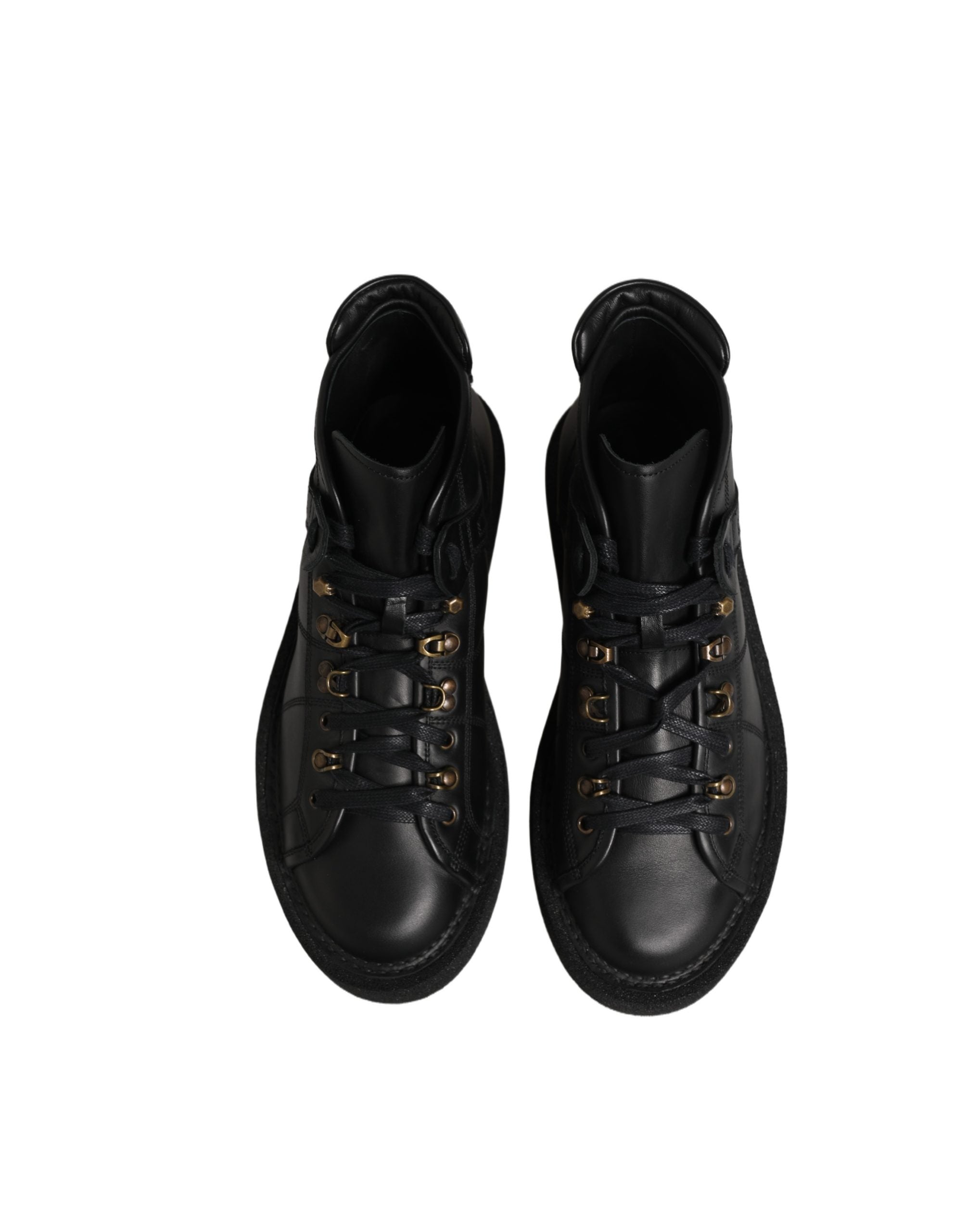 Dolce & Gabbana Black Leather Lace Up Men Ankle Boots Men's Shoes