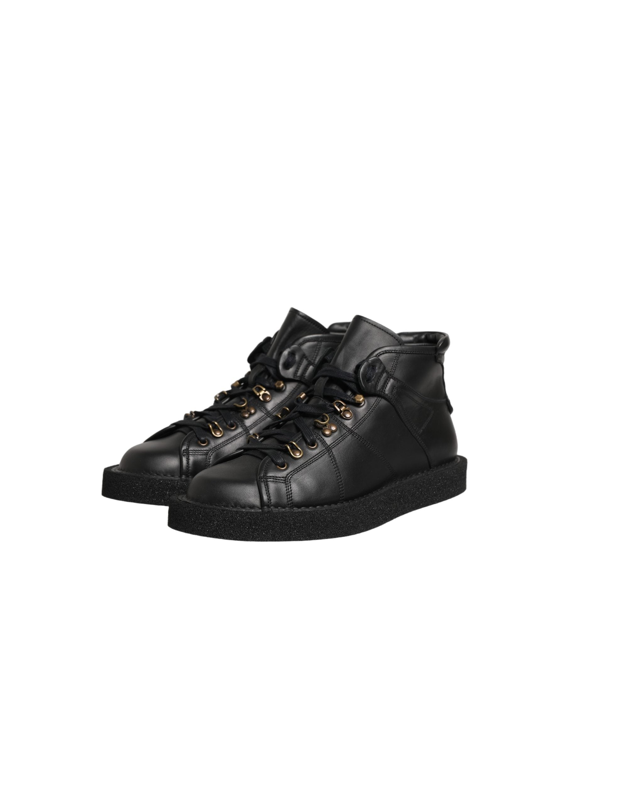 Dolce & Gabbana Black Leather Lace Up Men Ankle Boots Men's Shoes