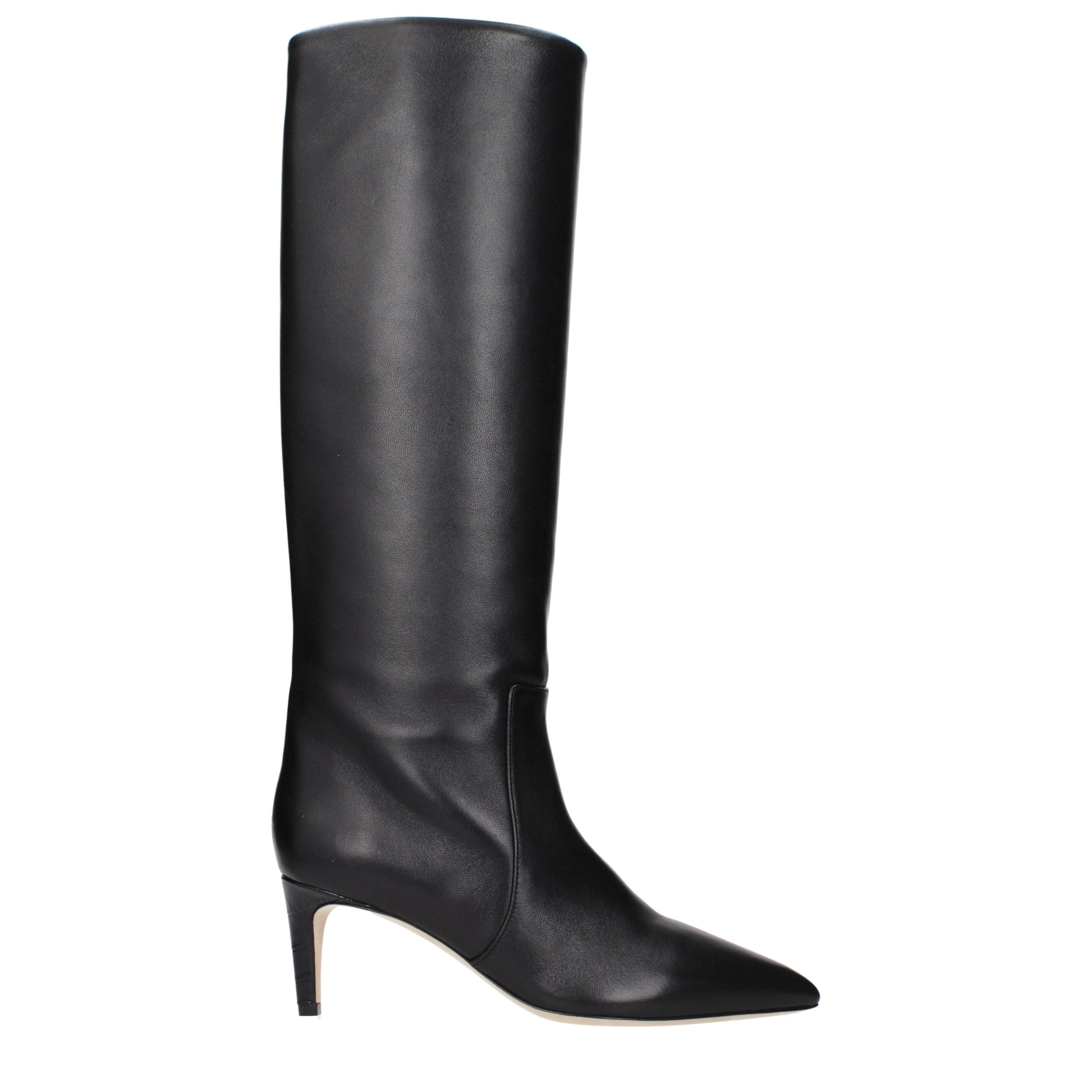 Paris Texas Black Leather Ankle Women's Boots