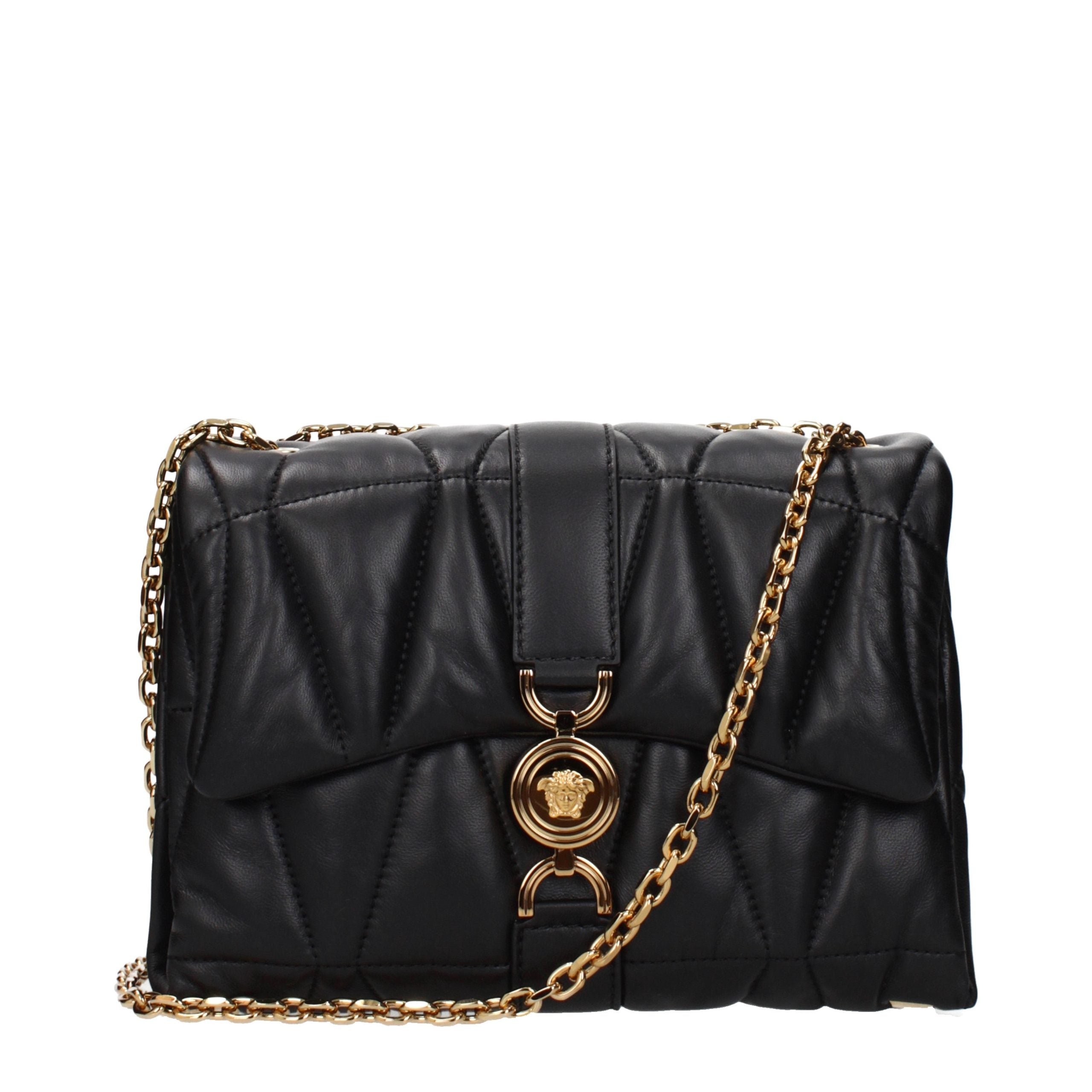Versace Black Leather Shoulder Women's Bag