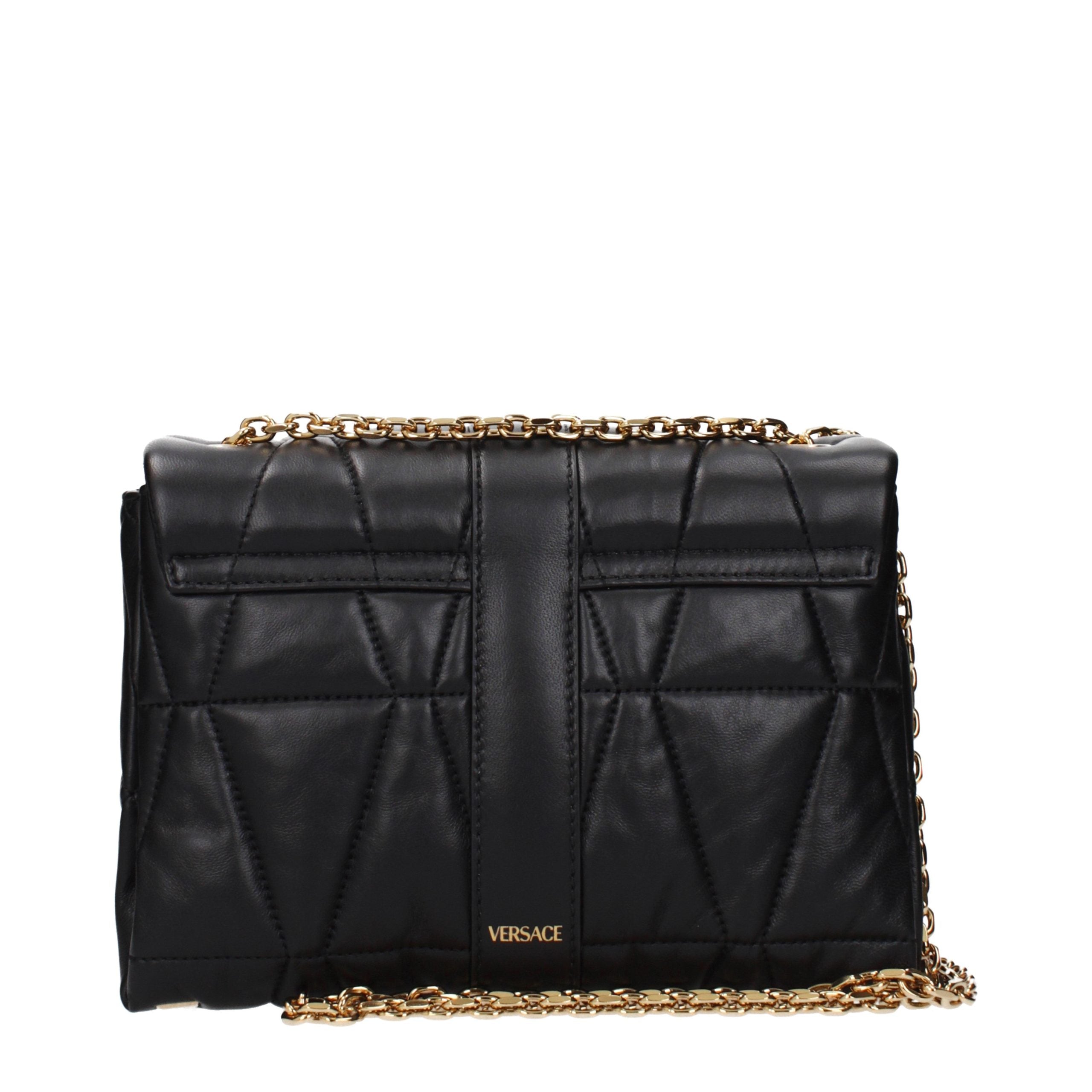 Versace Black Leather Shoulder Women's Bag