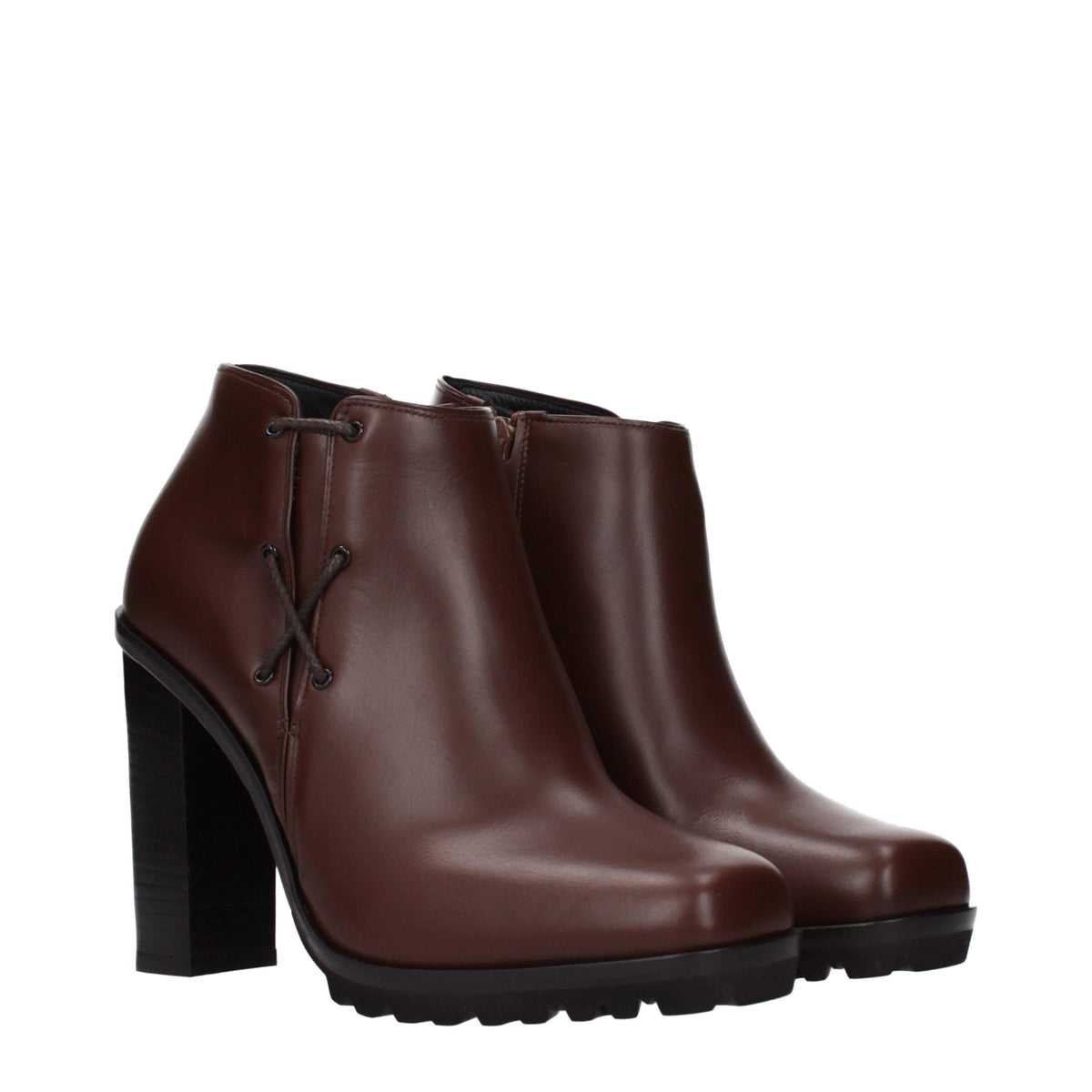 Max Mara Brown Leather Ankle Women's Boots