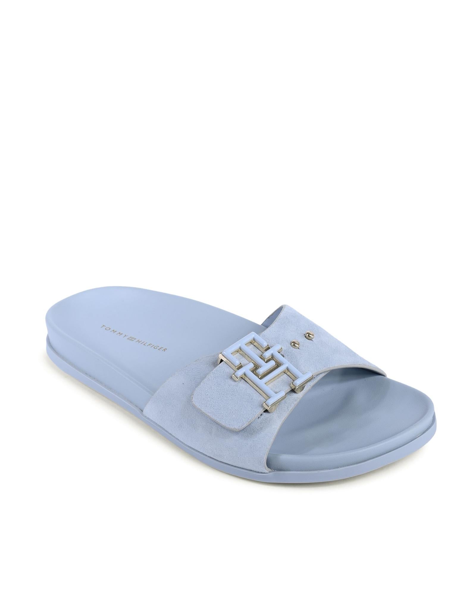 Tommy Hilfiger Blue Leather Flat Women's Sandals