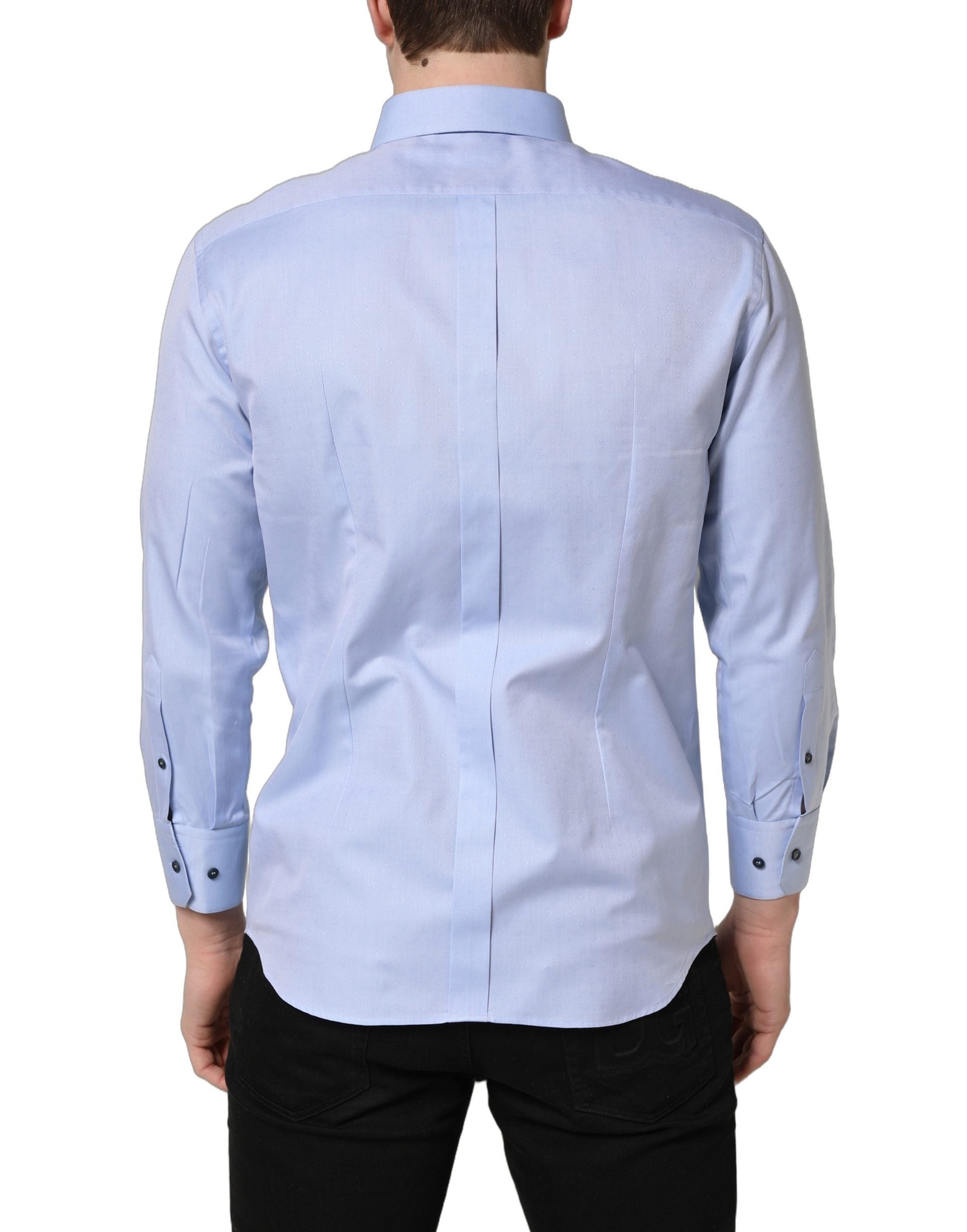 Dolce & Gabbana Light Blue Cotton Dress Formal Men Men's Shirt (Pre-Owned)