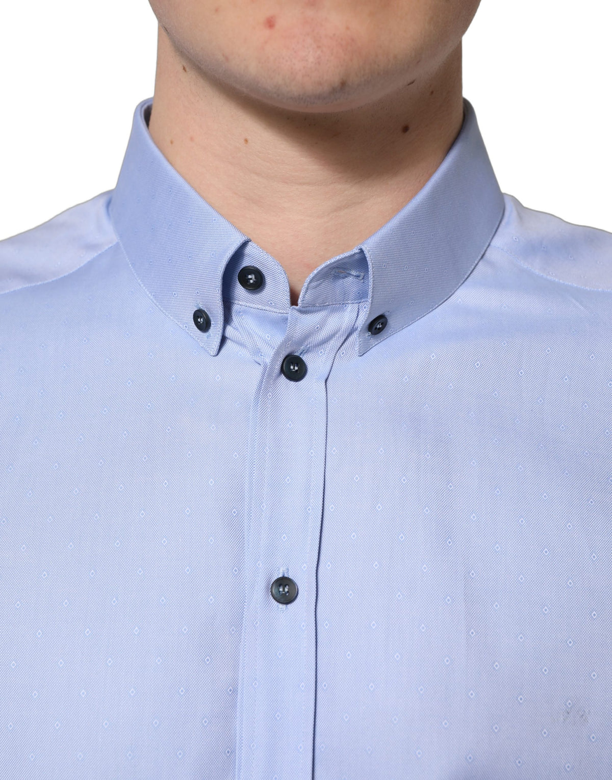 Dolce & Gabbana Light Blue Cotton Dress Formal Men Men's Shirt (Pre-Owned)