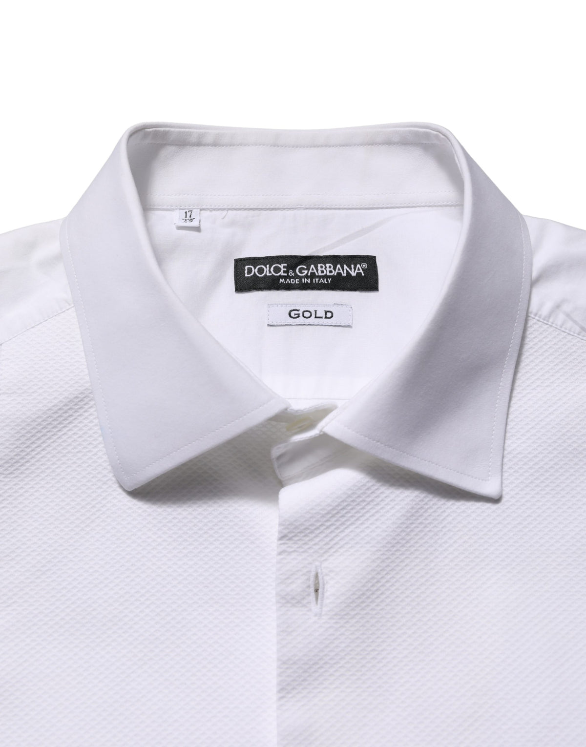 Dolce & Gabbana White Bib Cotton Poplin Dress Formal Men's Shirt (Pre-Owned)