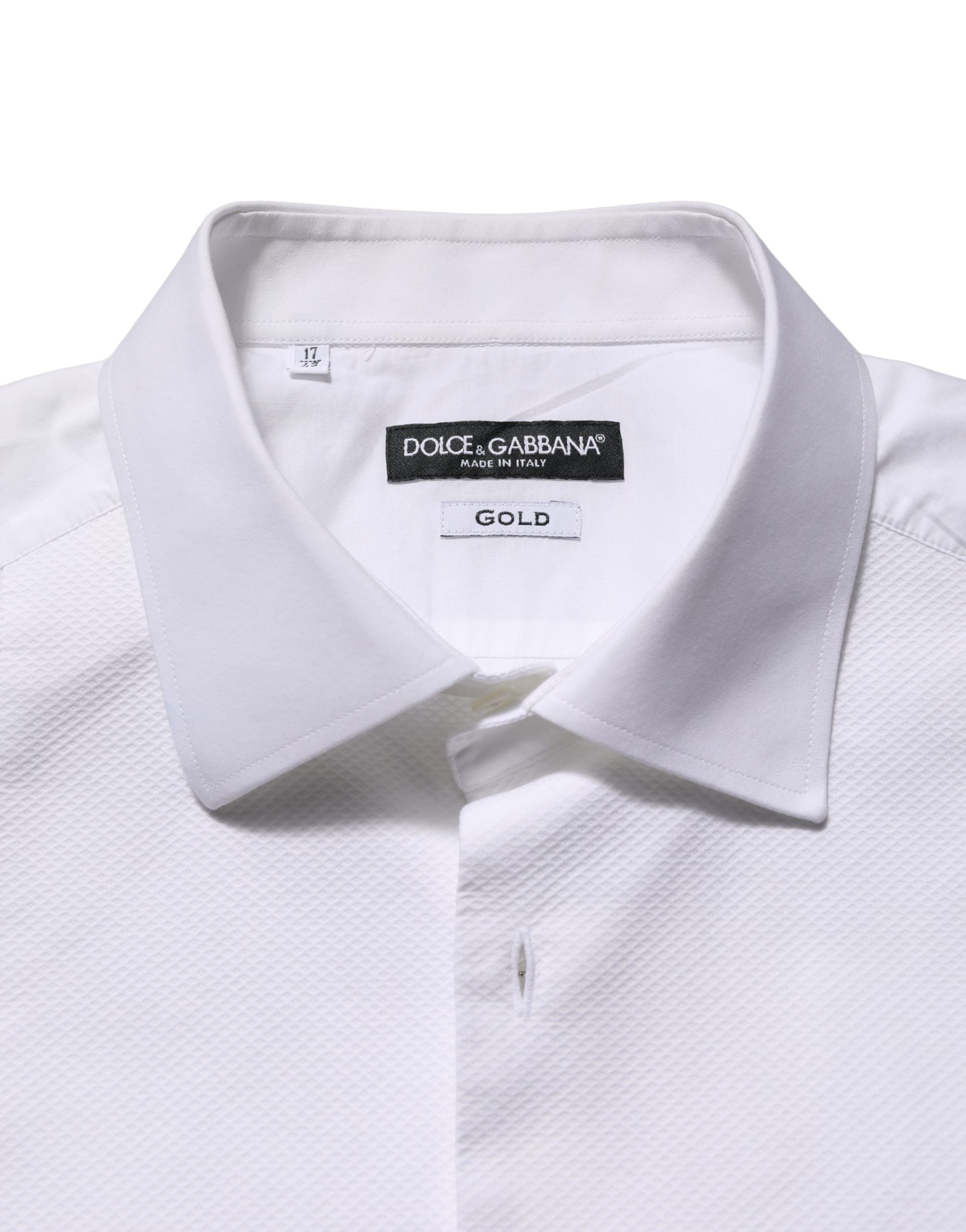 Dolce & Gabbana White Bib Cotton Poplin Dress Formal Men's Shirt (Pre-Owned)