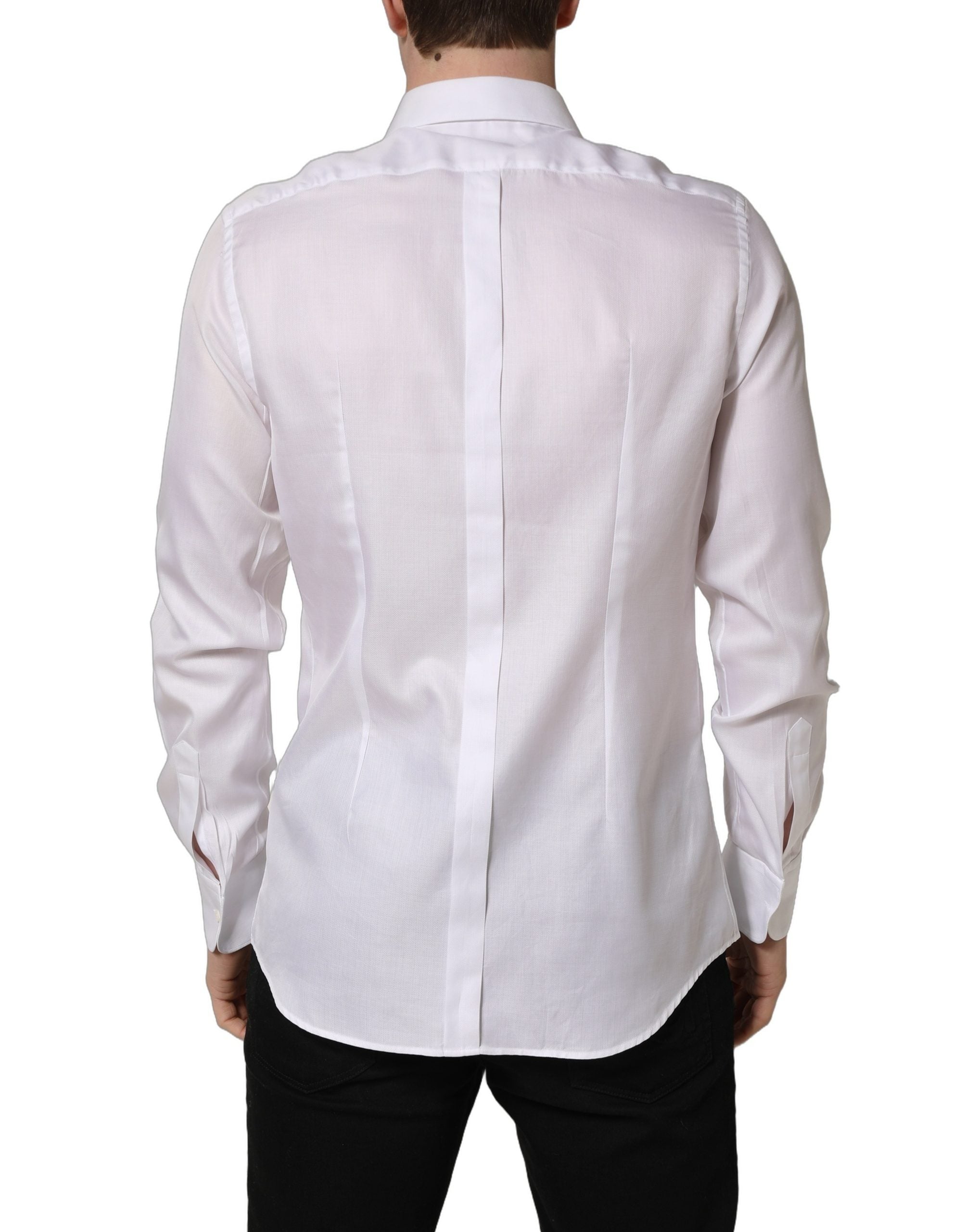 Dolce & Gabbana White Cotton Collared Dress Formal Men Men's Shirt (Pre-Owned)