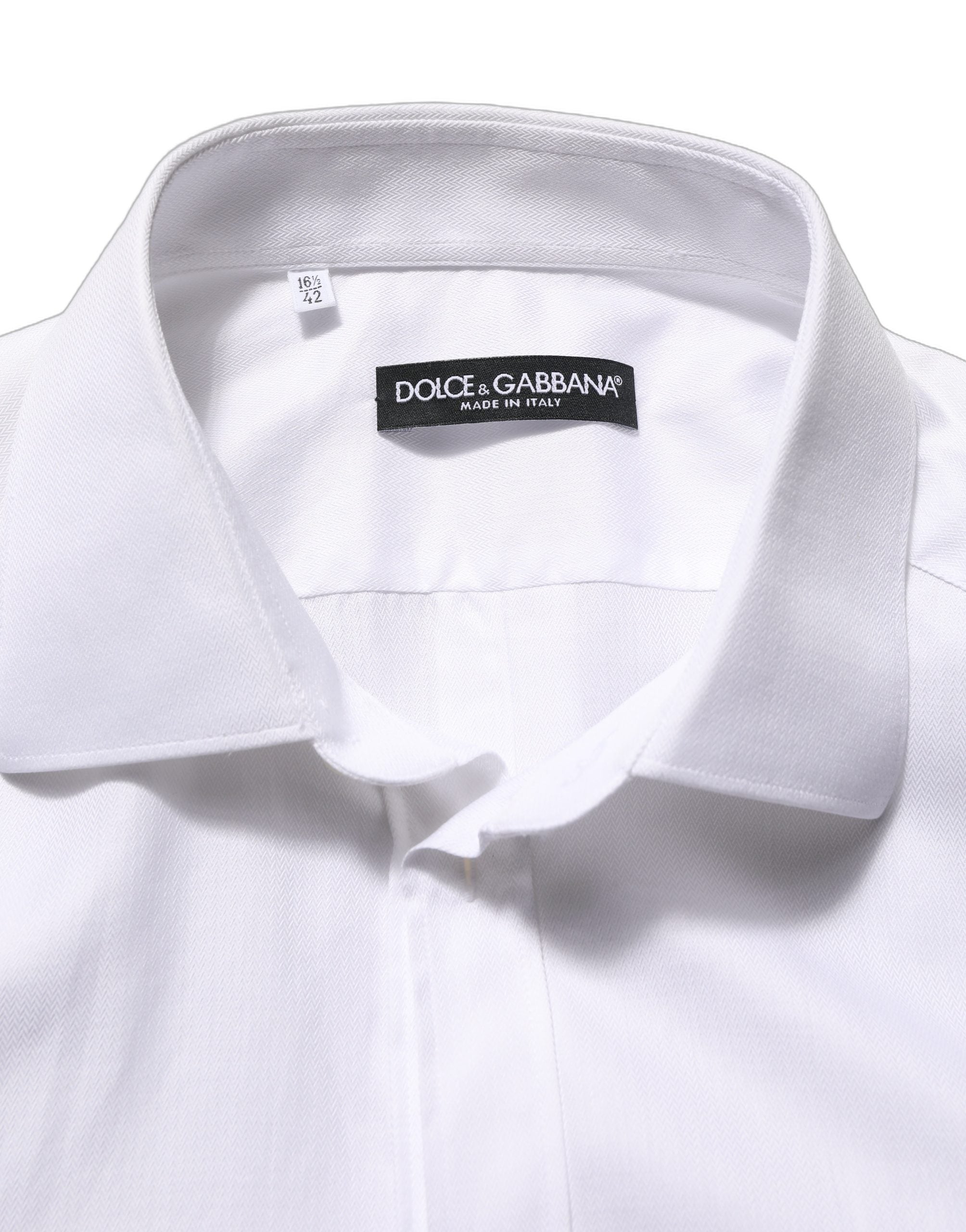 Dolce & Gabbana White Cotton Collared Dress Formal Men Men's Shirt (Pre-Owned)