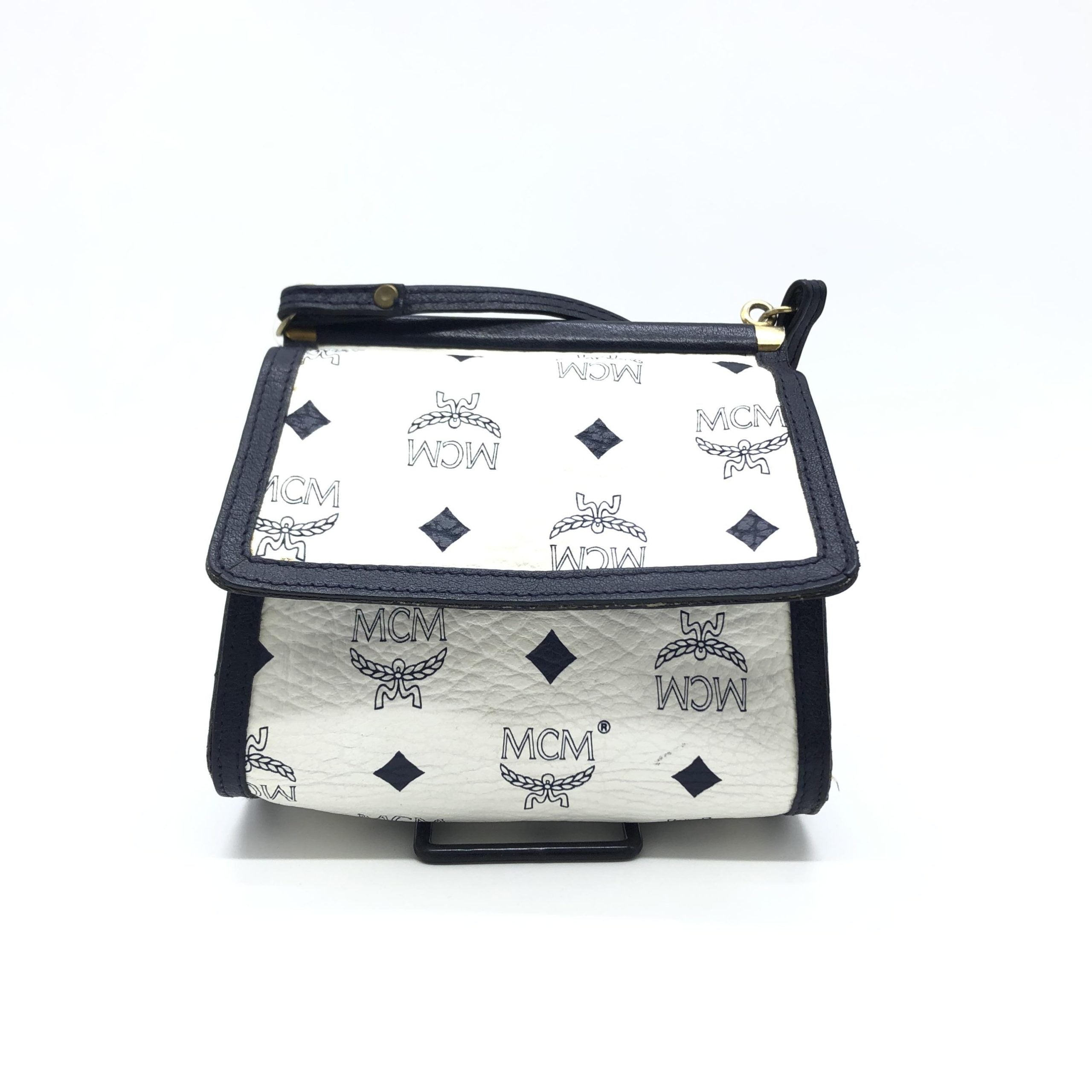 MCM Mini Crossbody Bag White Women's Visetos (Pre-Owned)