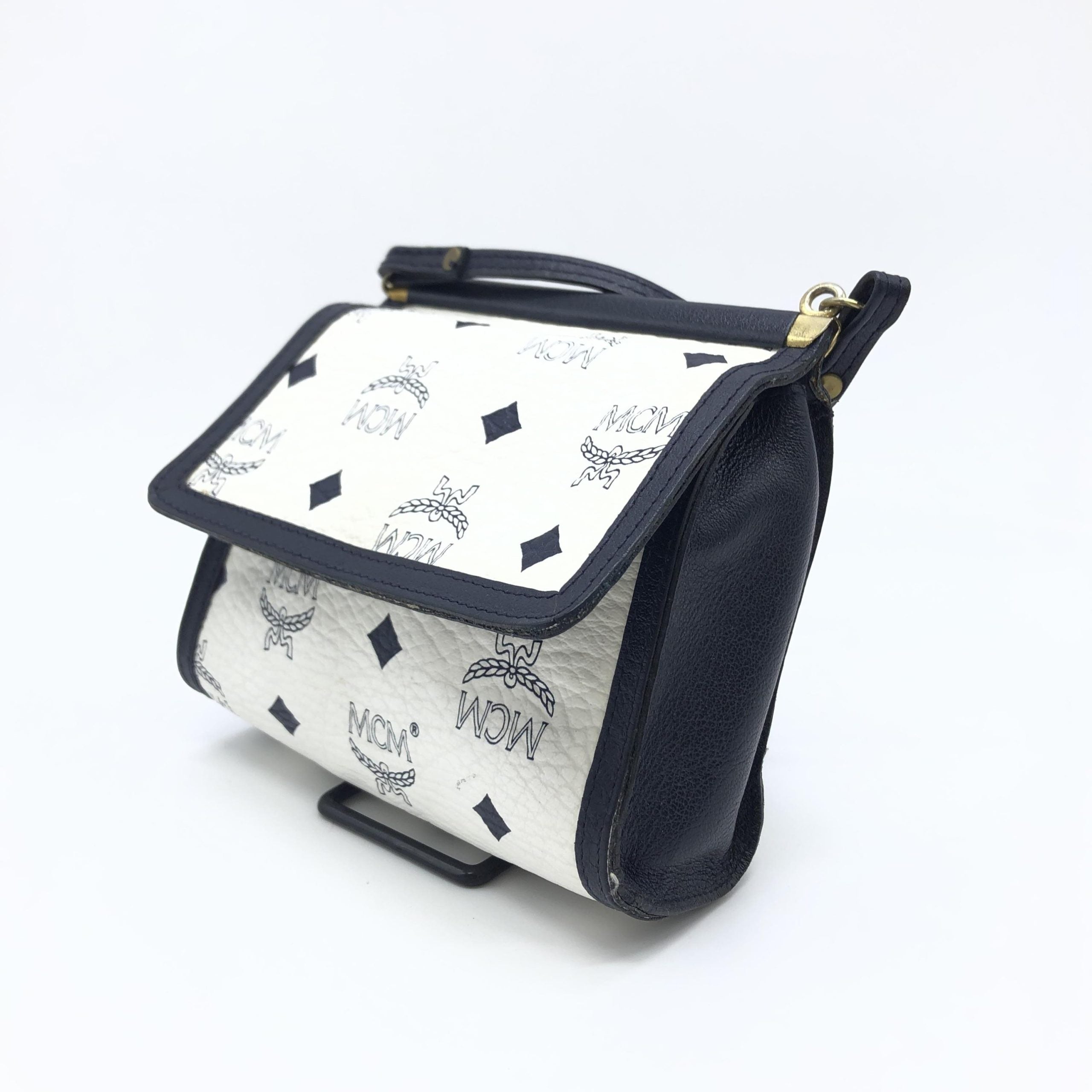 MCM Mini Crossbody Bag White Women's Visetos (Pre-Owned)