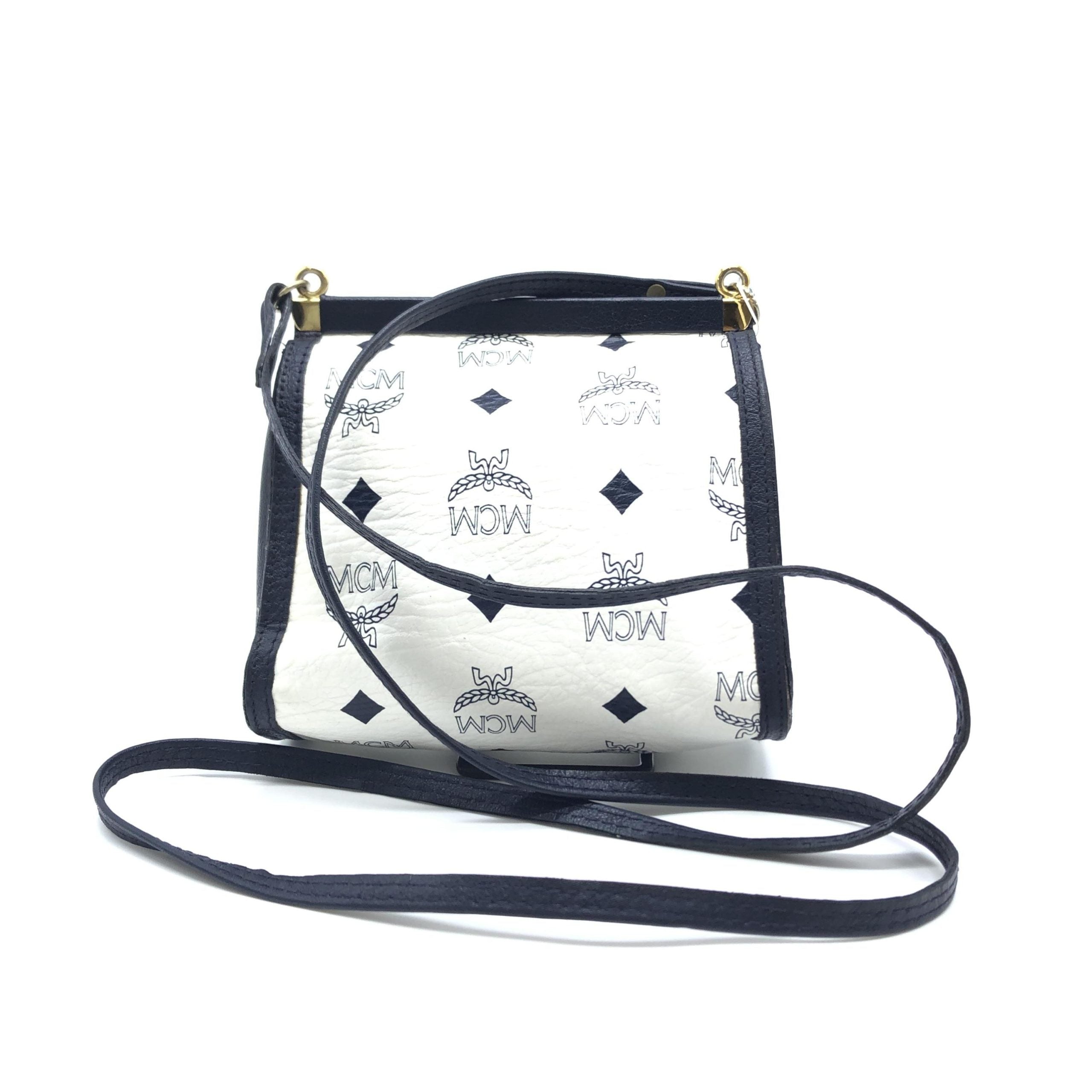 MCM Mini Crossbody Bag White Women's Visetos (Pre-Owned)
