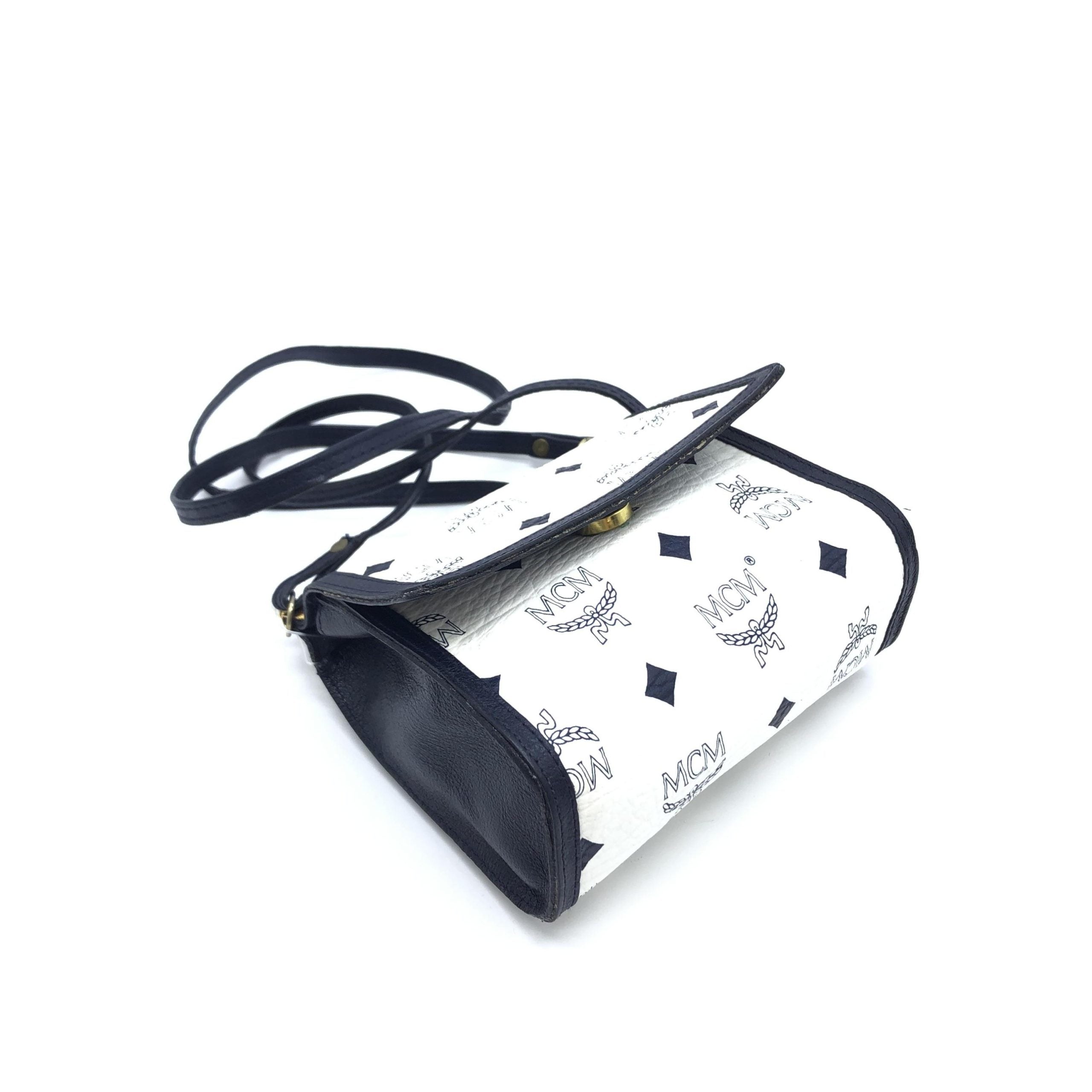 MCM Mini Crossbody Bag White Women's Visetos (Pre-Owned)
