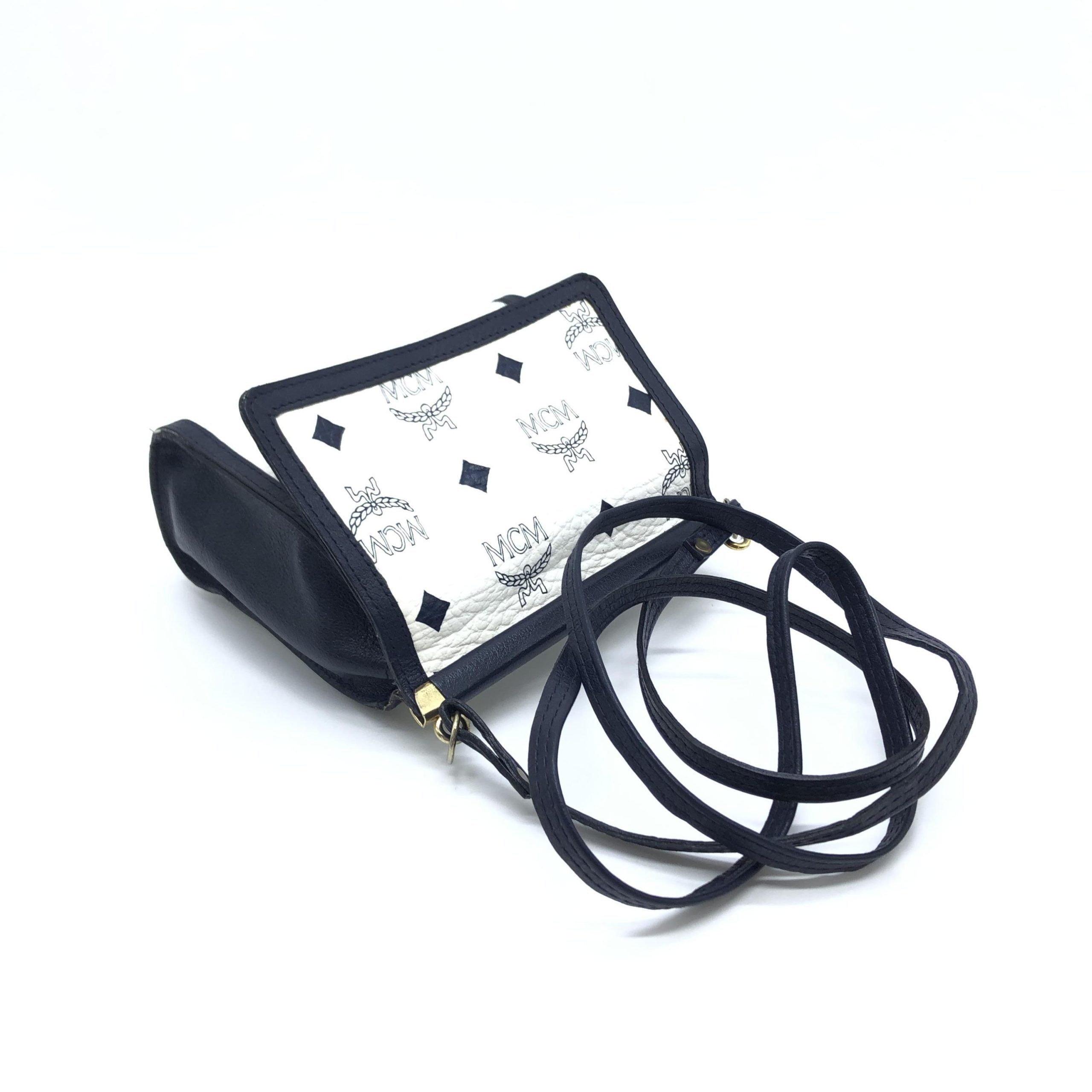 MCM Mini Crossbody Bag White Women's Visetos (Pre-Owned)