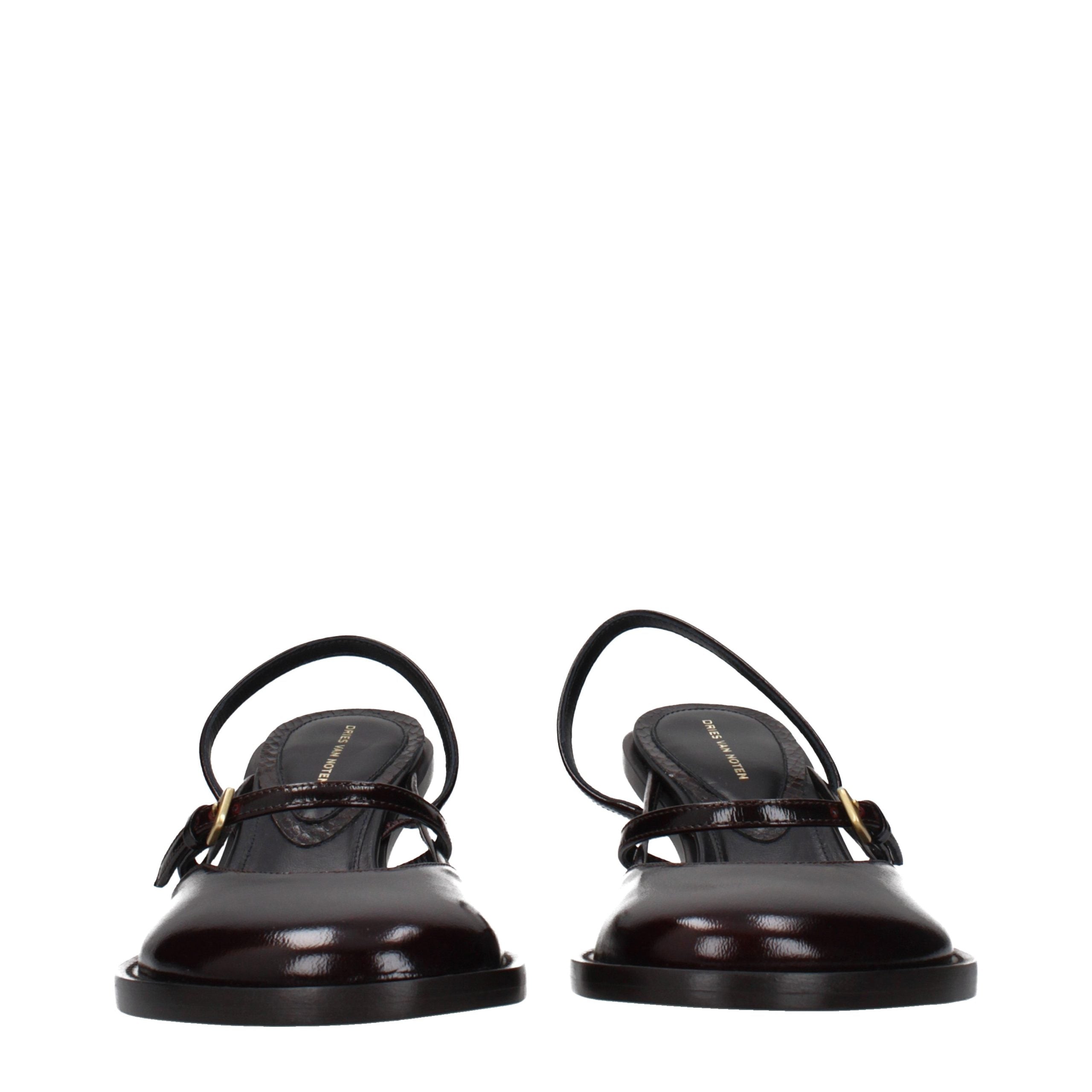 Dries Van Noten Brown Leather Platform Women's Sandals