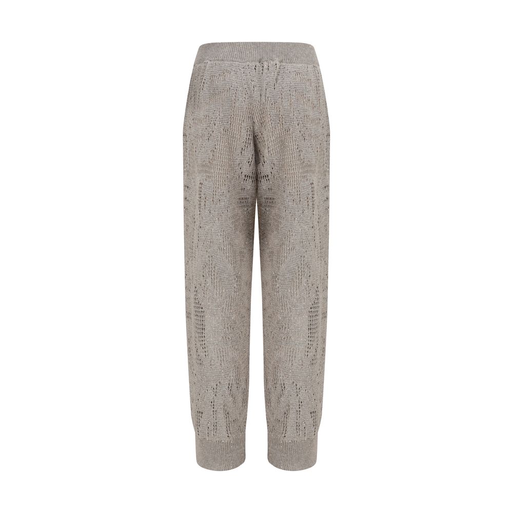 Brunello Cucinelli Beige Linen Casual Women's Pants