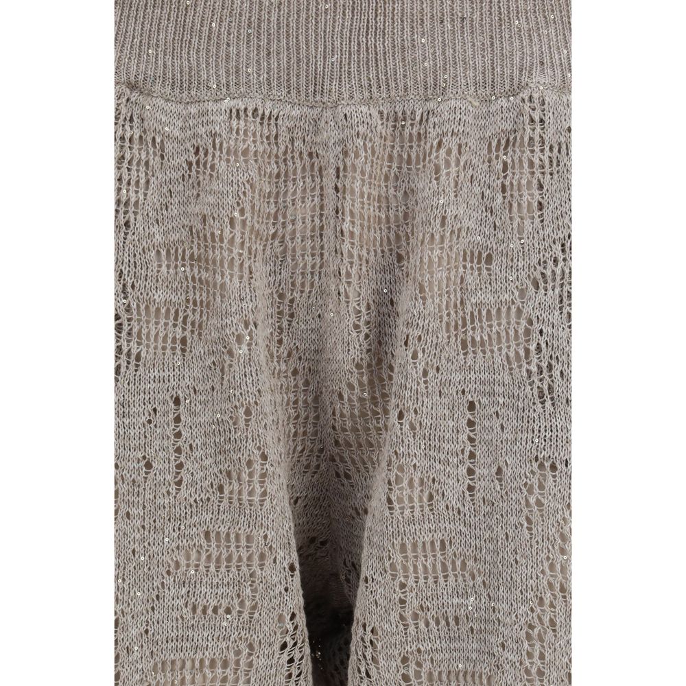 Brunello Cucinelli Beige Linen Casual Women's Pants