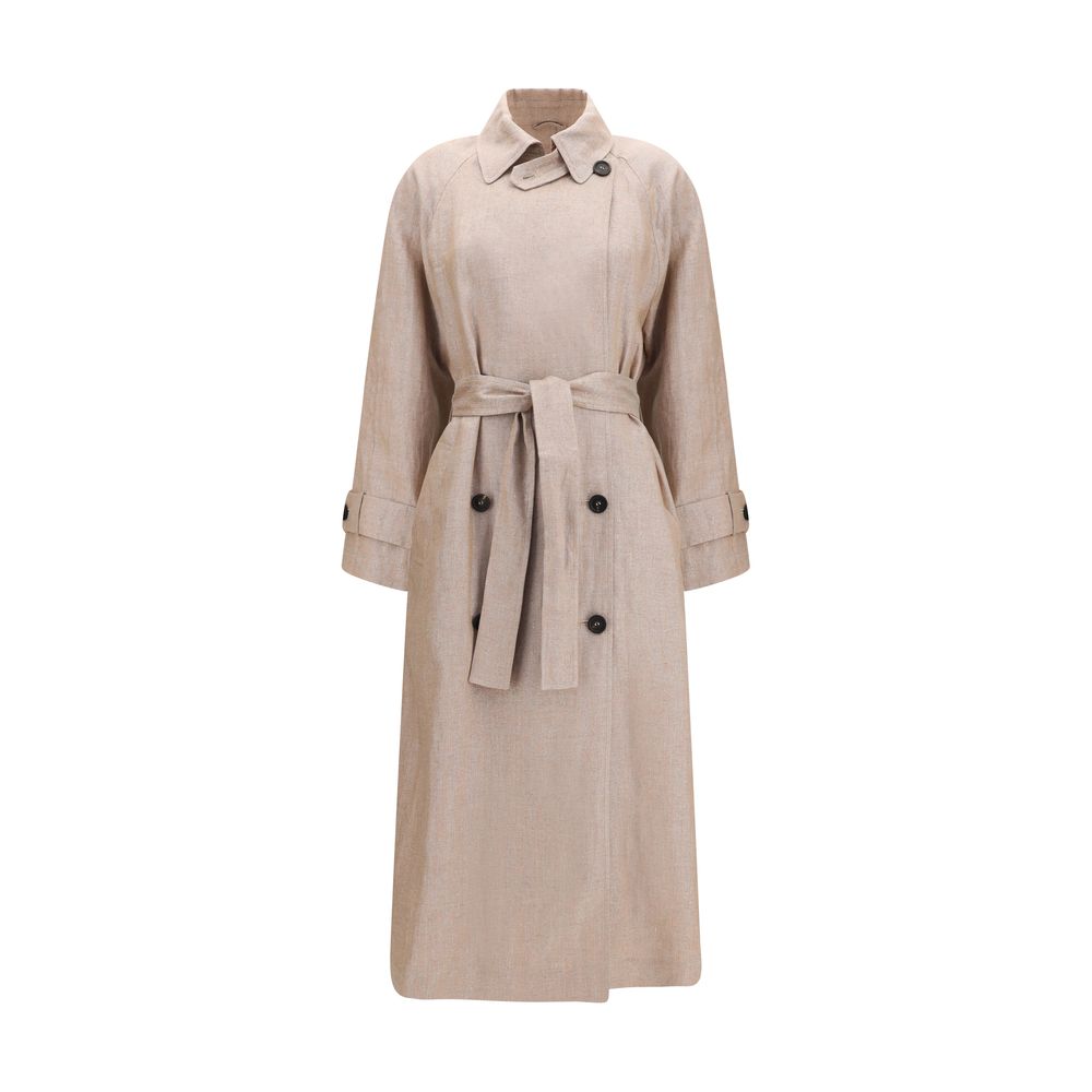 Brunello Cucinelli Multicolor Linen Trench Women's Coat