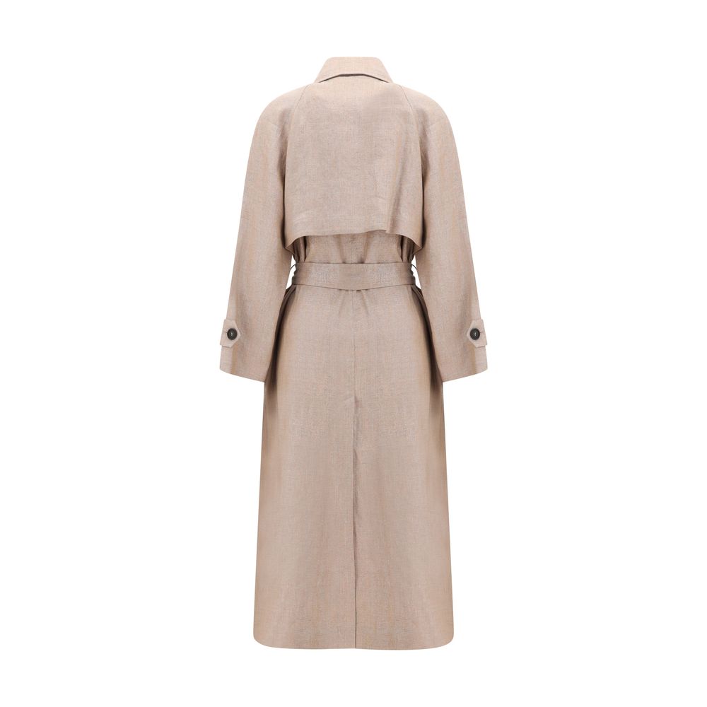 Brunello Cucinelli Multicolor Linen Trench Women's Coat