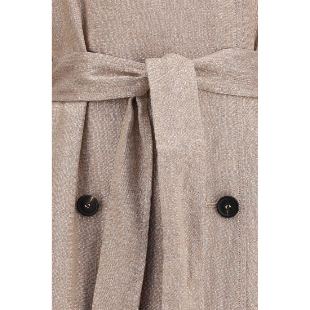 Brunello Cucinelli Multicolor Linen Trench Women's Coat