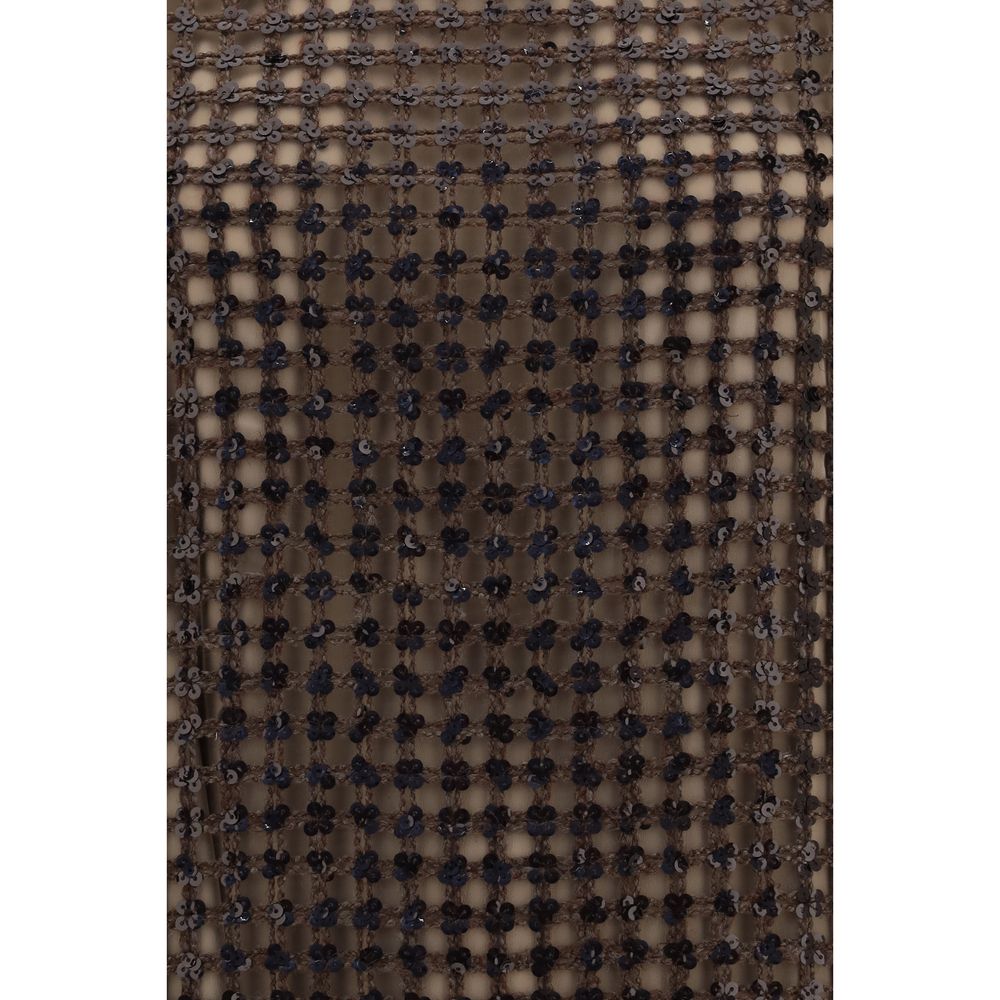 Brunello Cucinelli Brown Silk Cocktail Women's Dress