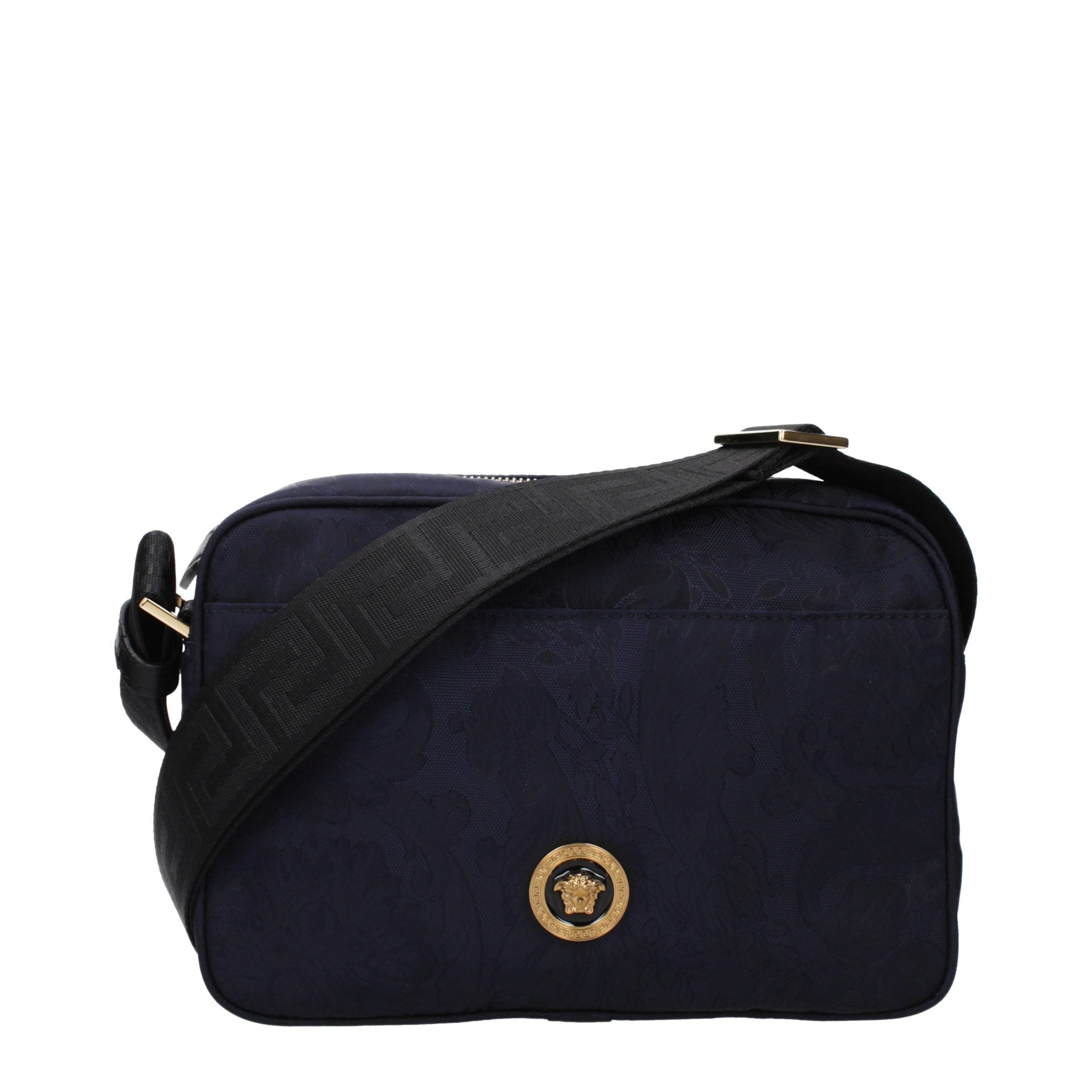 Versace Blue Fabric Crossbody Men's Bag