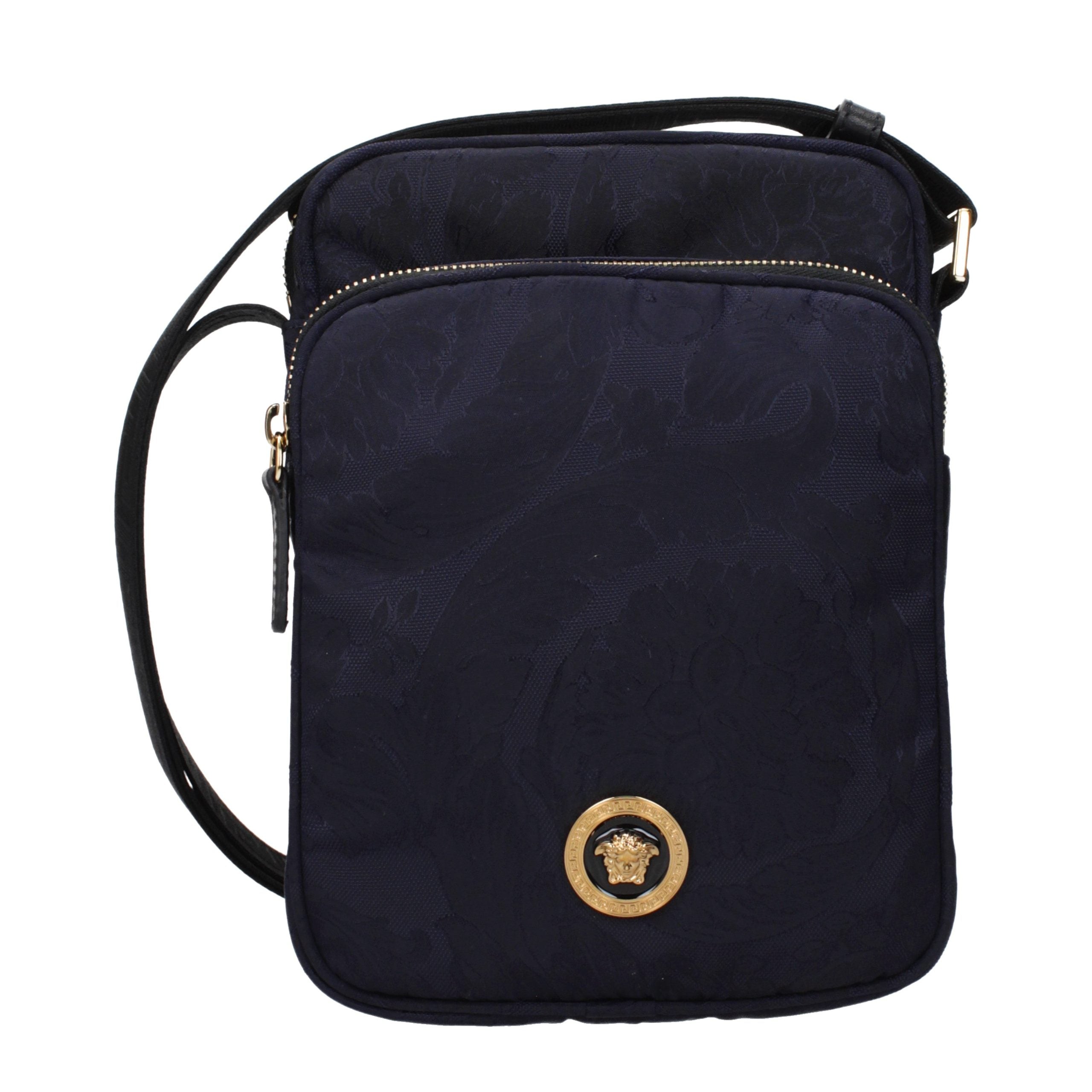 Versace Blue Fabric Crossbody Men's Bag