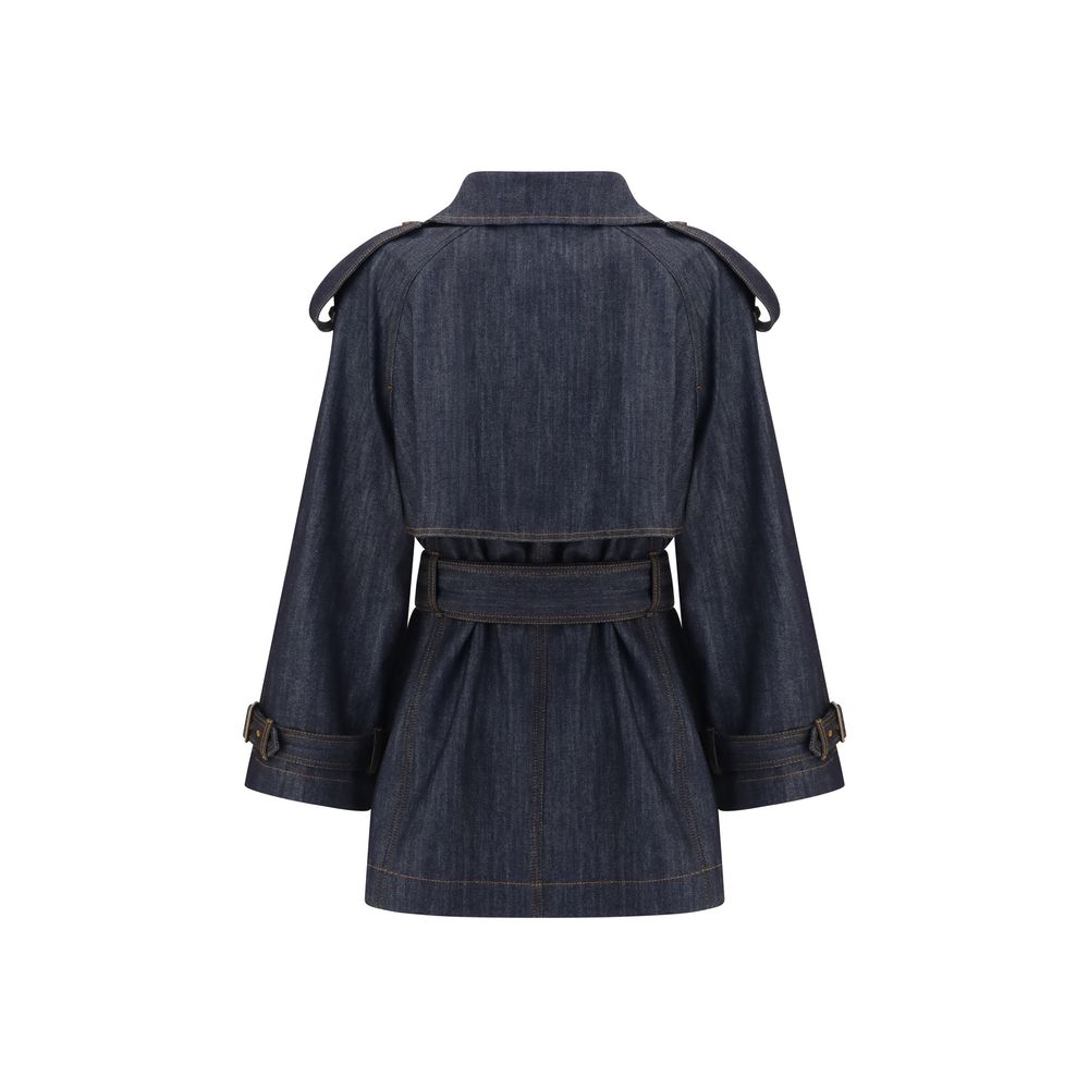 Burberry Blue Cotton Trench Women's Coat