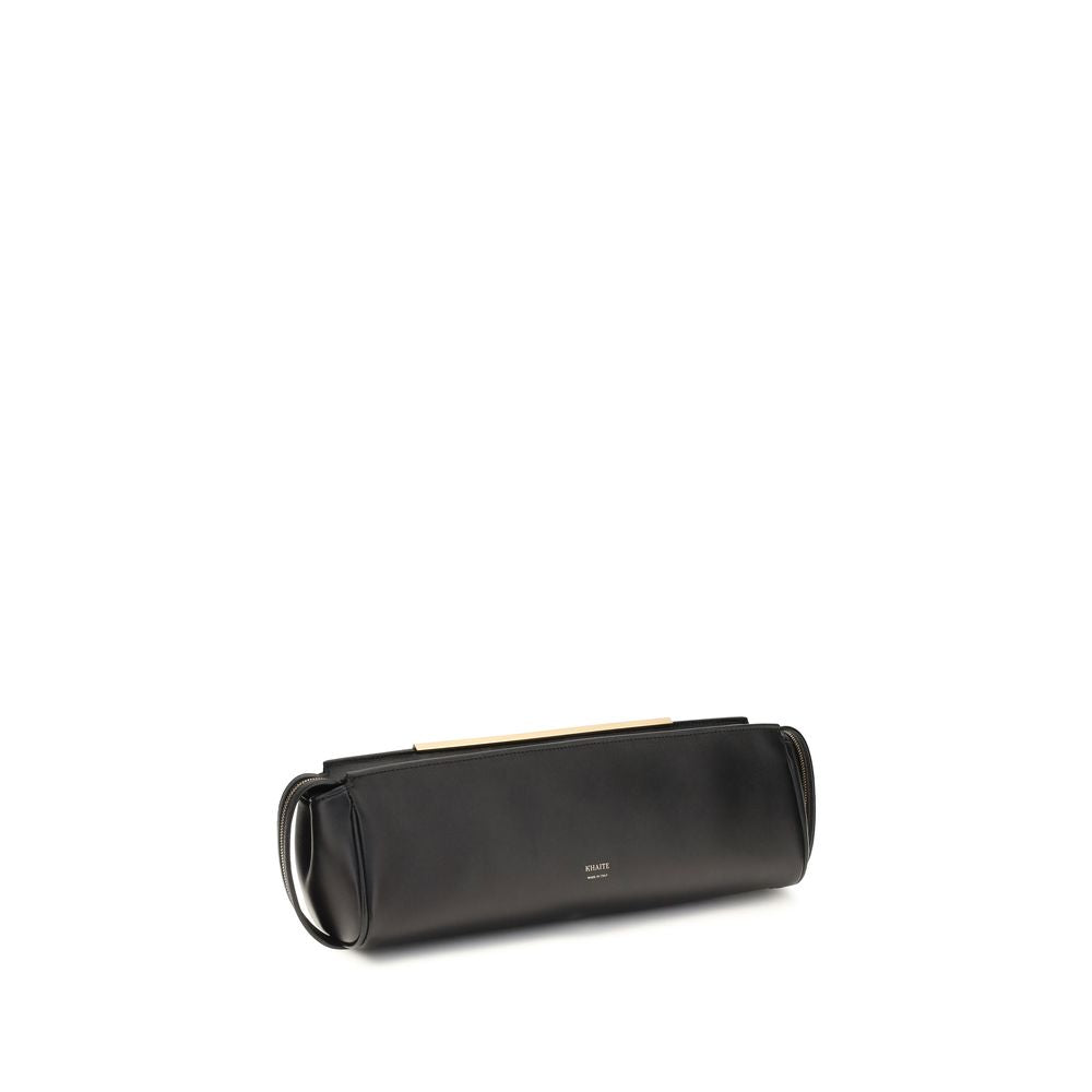 Khaite Black Calf Leather Bos Taurus Clutch Women's Bag