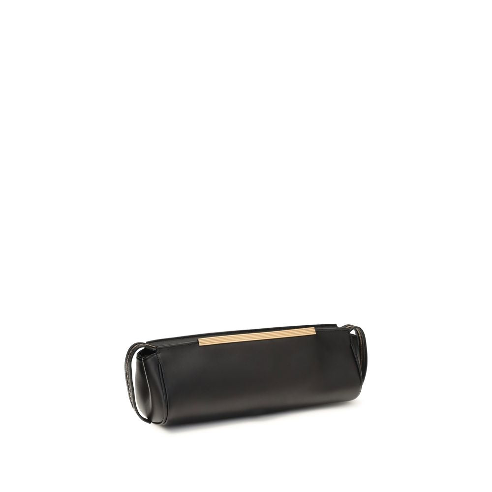 Khaite Black Calf Leather Bos Taurus Clutch Women's Bag