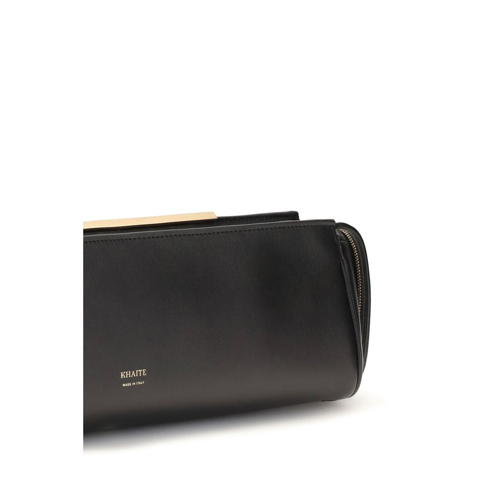 Khaite Black Calf Leather Bos Taurus Clutch Women's Bag