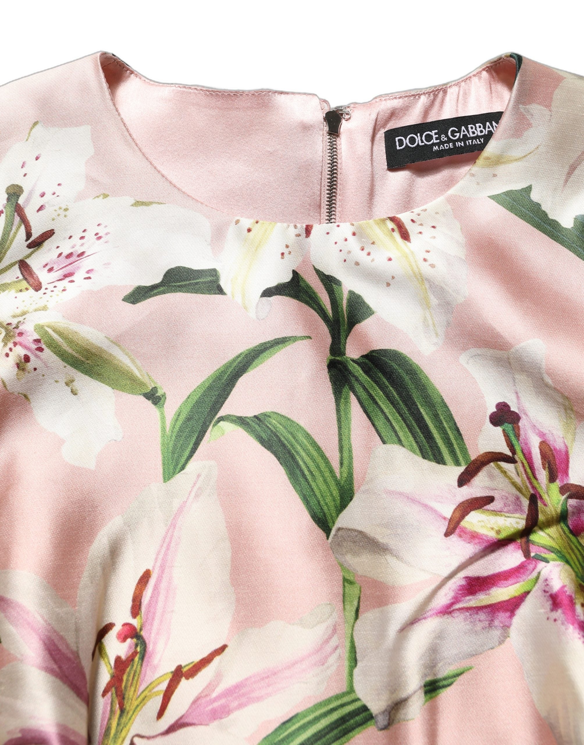 Dolce & Gabbana Light Pink LilyPrint Sleeveless Sheath Women's Dress