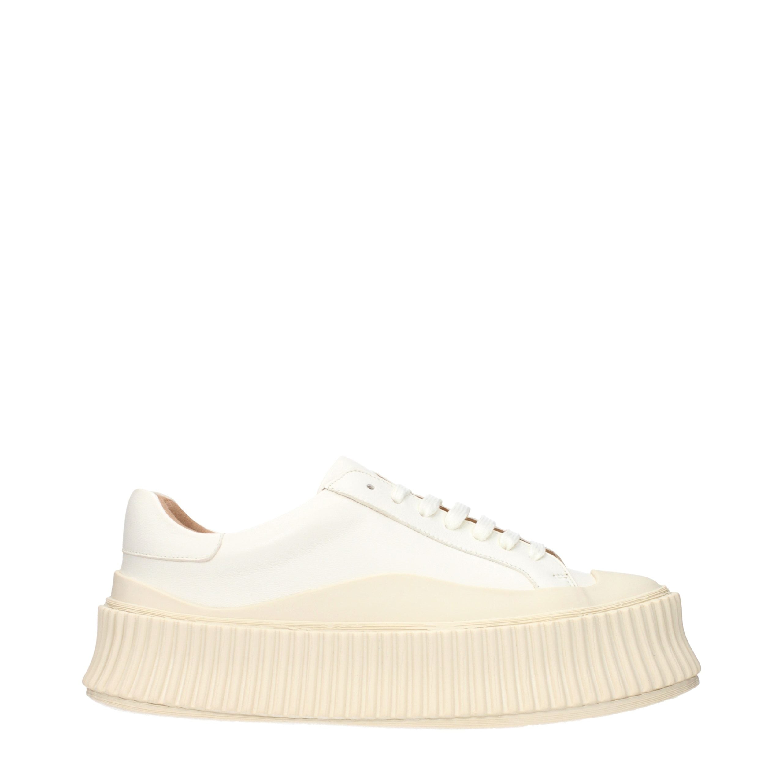 Jil Sander White Leather Platform Women's Sneakers