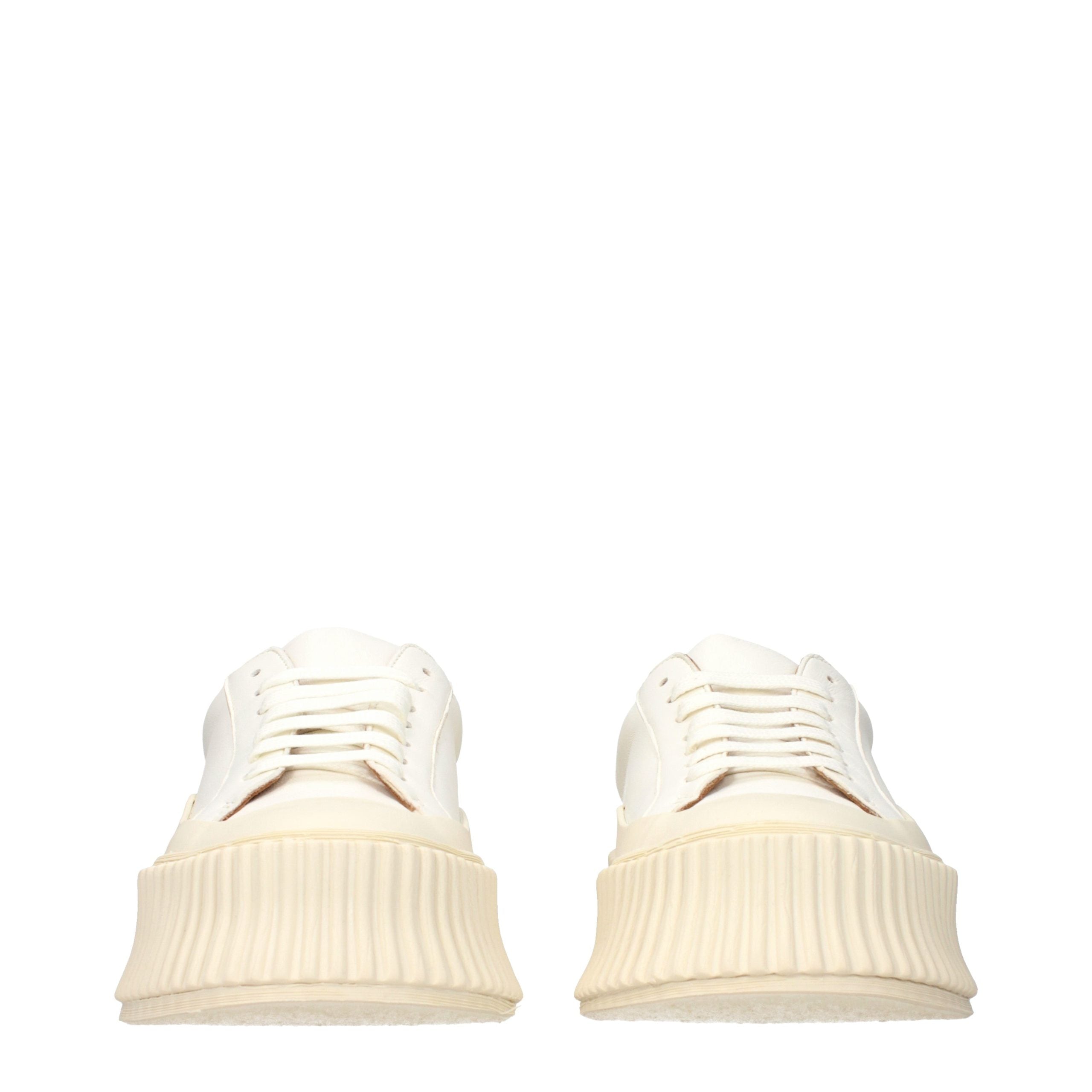 Jil Sander White Leather Platform Women's Sneakers