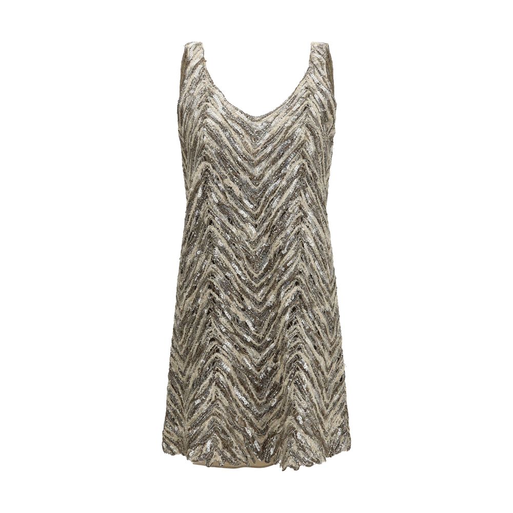 Brunello Cucinelli Beige Paper Cocktail Women's Dress