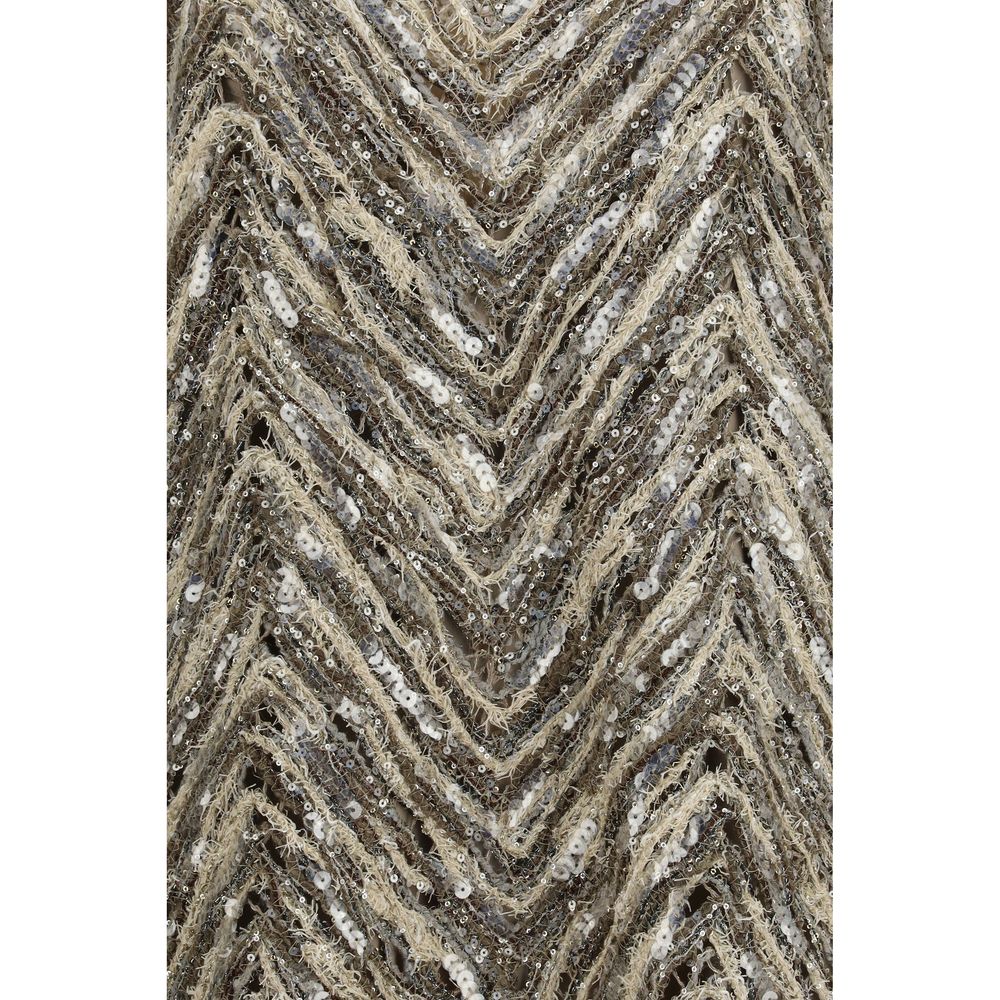Brunello Cucinelli Beige Paper Cocktail Women's Dress