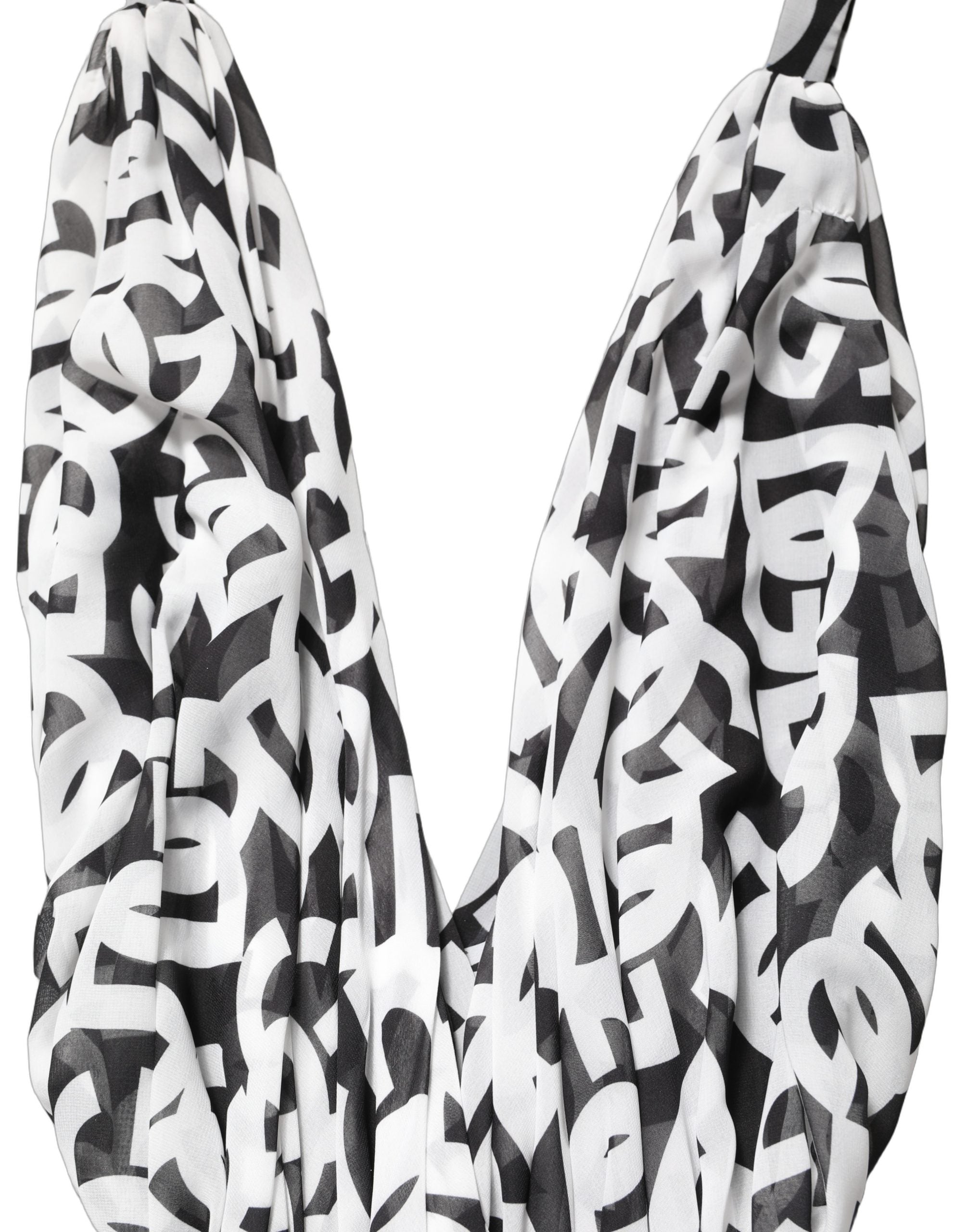 Dolce & Gabbana Black White Logo Sleeveless Floor Length Maxi Women's Dress