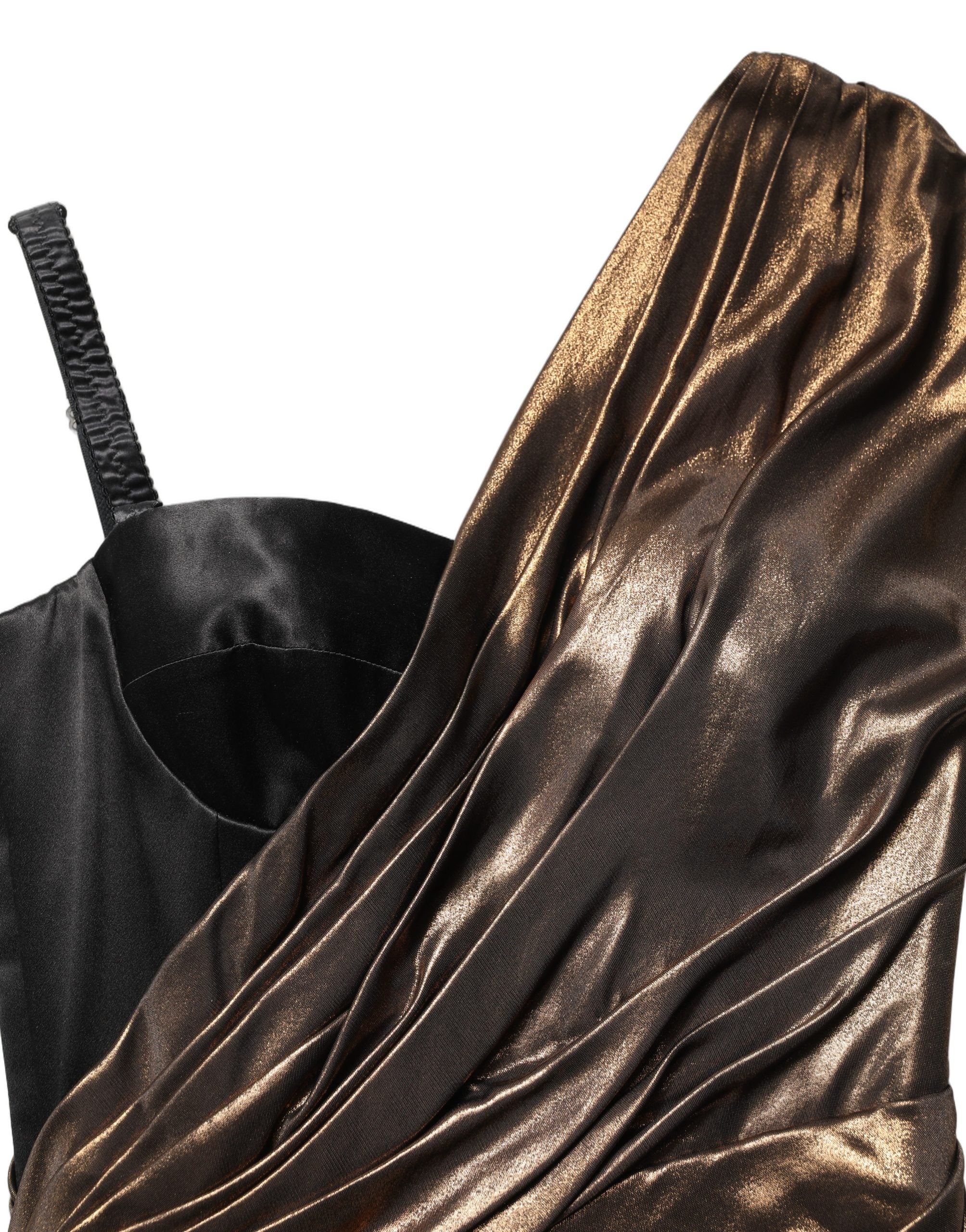 Dolce & Gabbana Bronze Asymmetrical Draping OneShoulder Women's Dress (Pre-Owned)