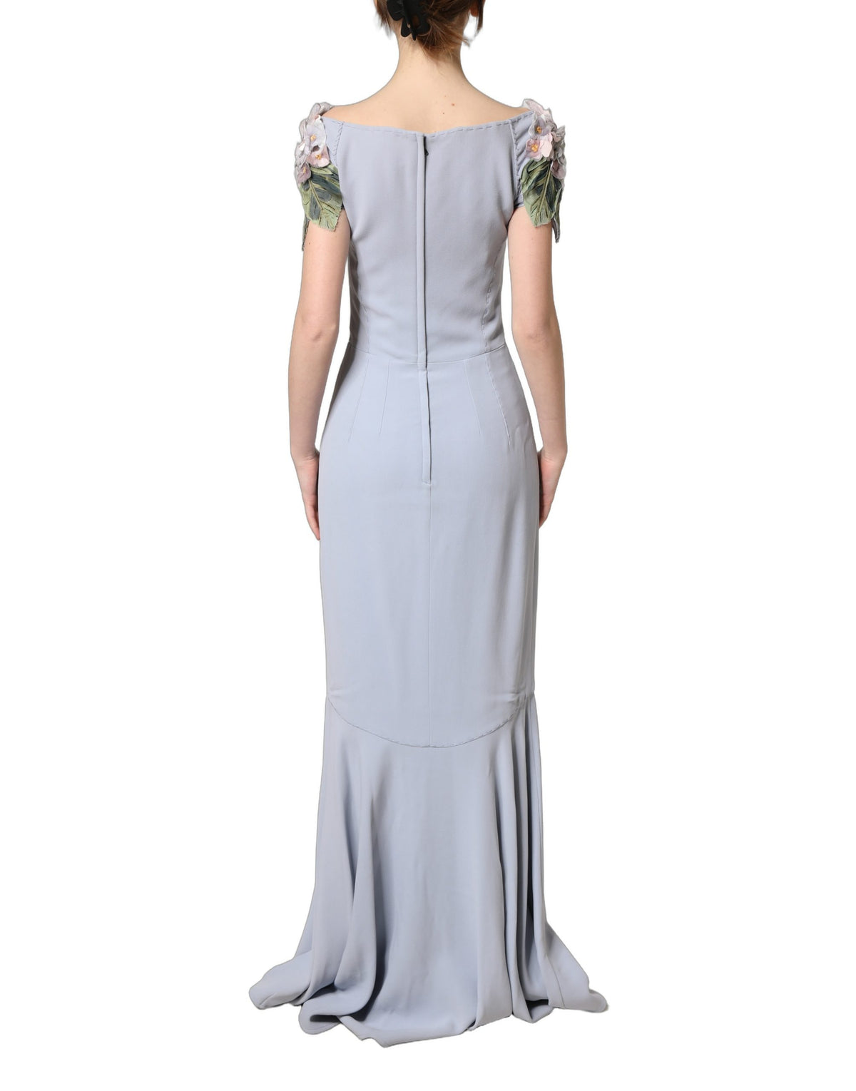Dolce & Gabbana Light Blue Hydrangea Embellished Cap Sleeve Women's Dress (Pre-Owned)